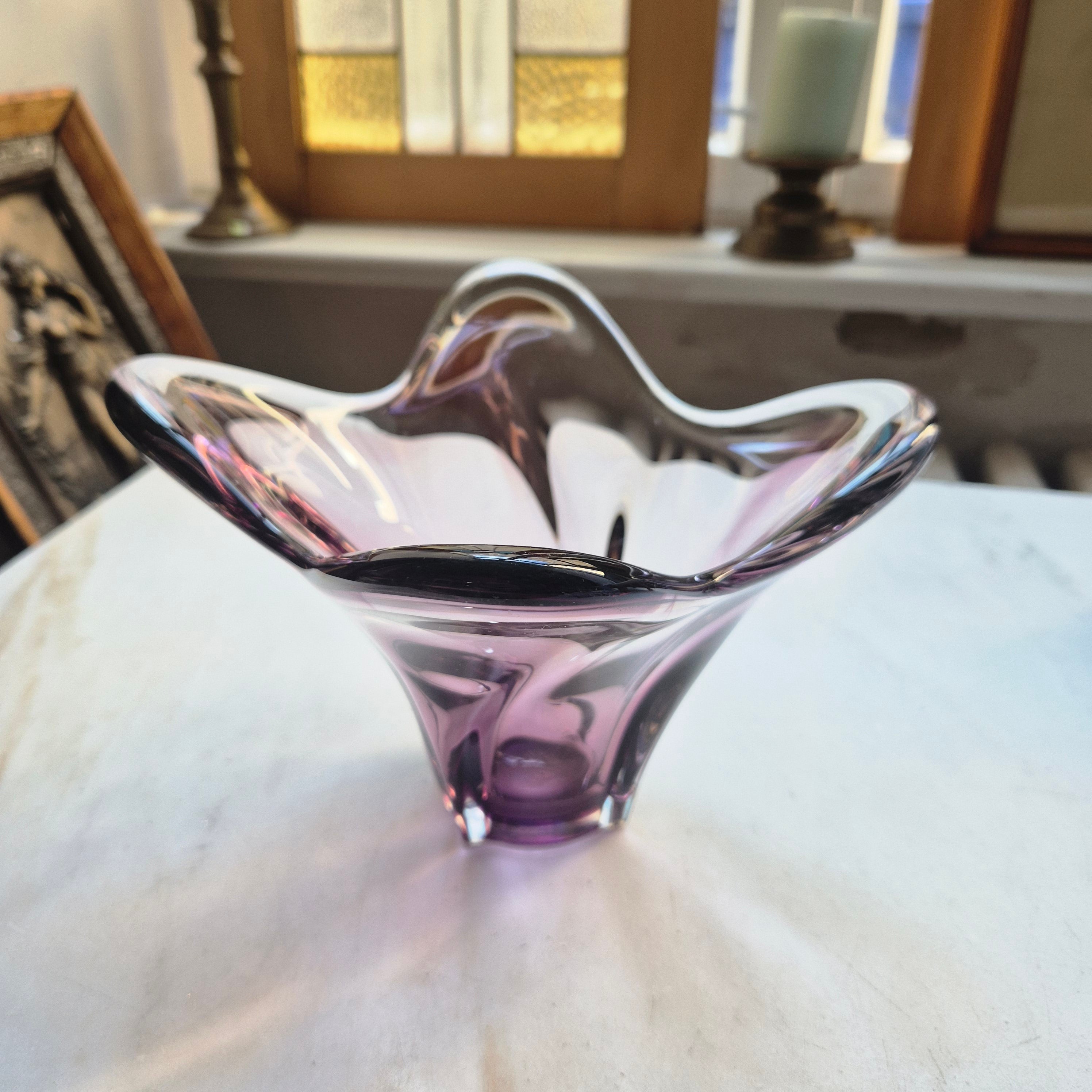 Vintage Glas Schale Bowle 70er Jahre Lila