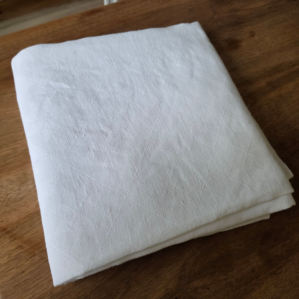 Antike Damast-Tischdecke Leinen | Sternenmuster & Mäander-Rand | Für Upcycling / Shabby 250x125cm