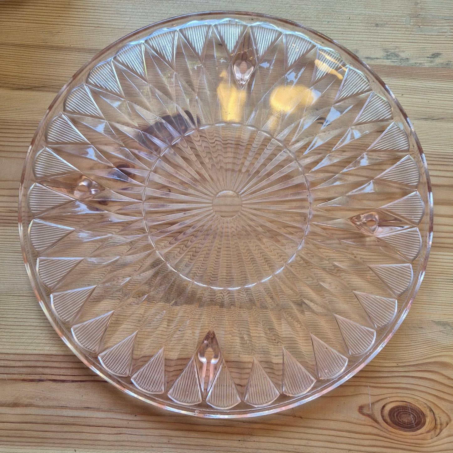 Vintage Glas Kuchenplatte/Tortenplatte 70er/80er Jahre leicht rosa