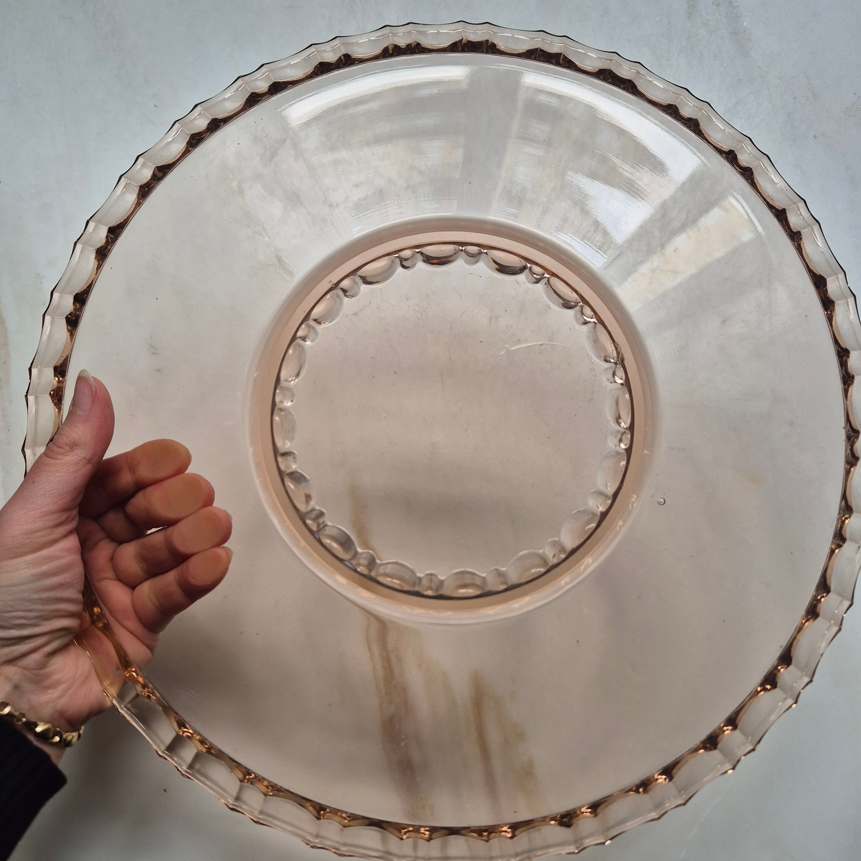 Vintage Tortenplatte/Glasplatte Pastellrosa