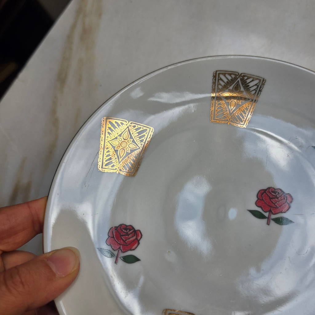 Vintage Mitterteich Bavaria Porzellanteller mit Rosen & Goldverzierung – Mid-Century
