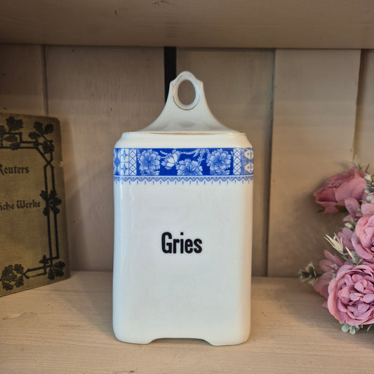 Jugendstil Vorratsdose Weiß Blau Grieß Schwarzenberg Germany