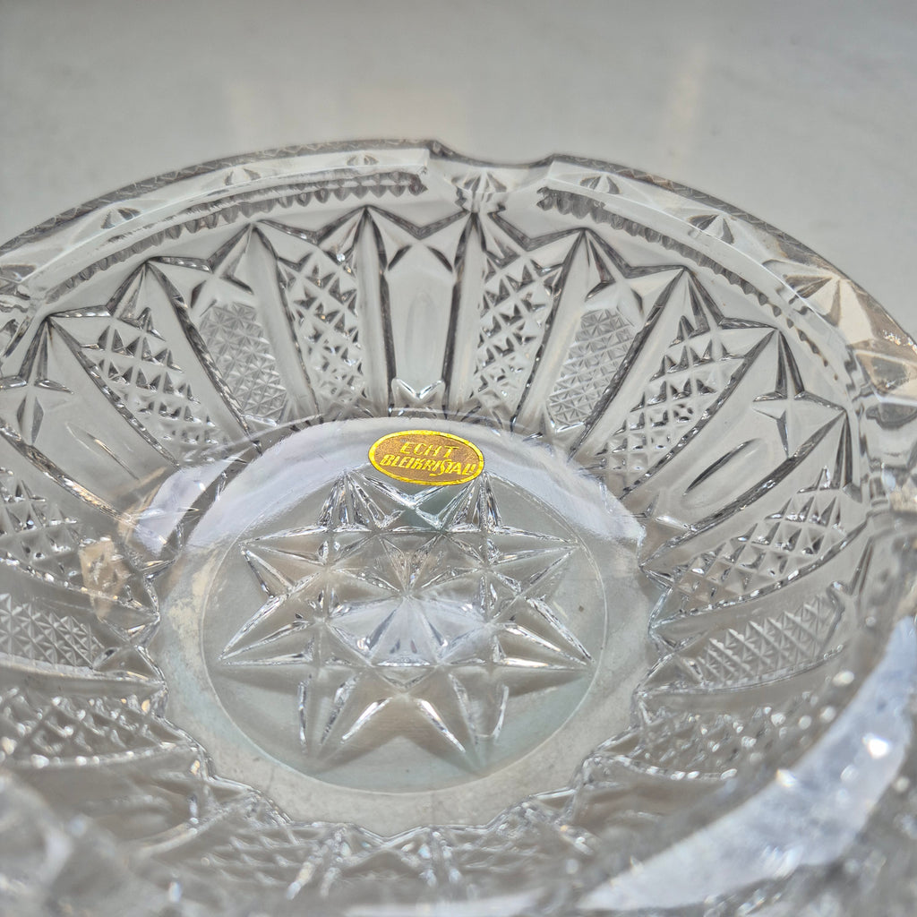 Vintage Bleikristall Aschenbecher mit geschliffenem Dekor
