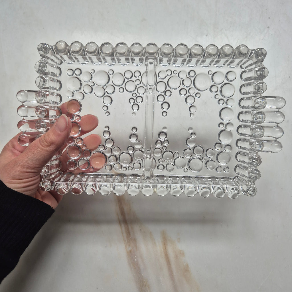 Vintage Bubble - Glasschale - Servierteller - mit Griff