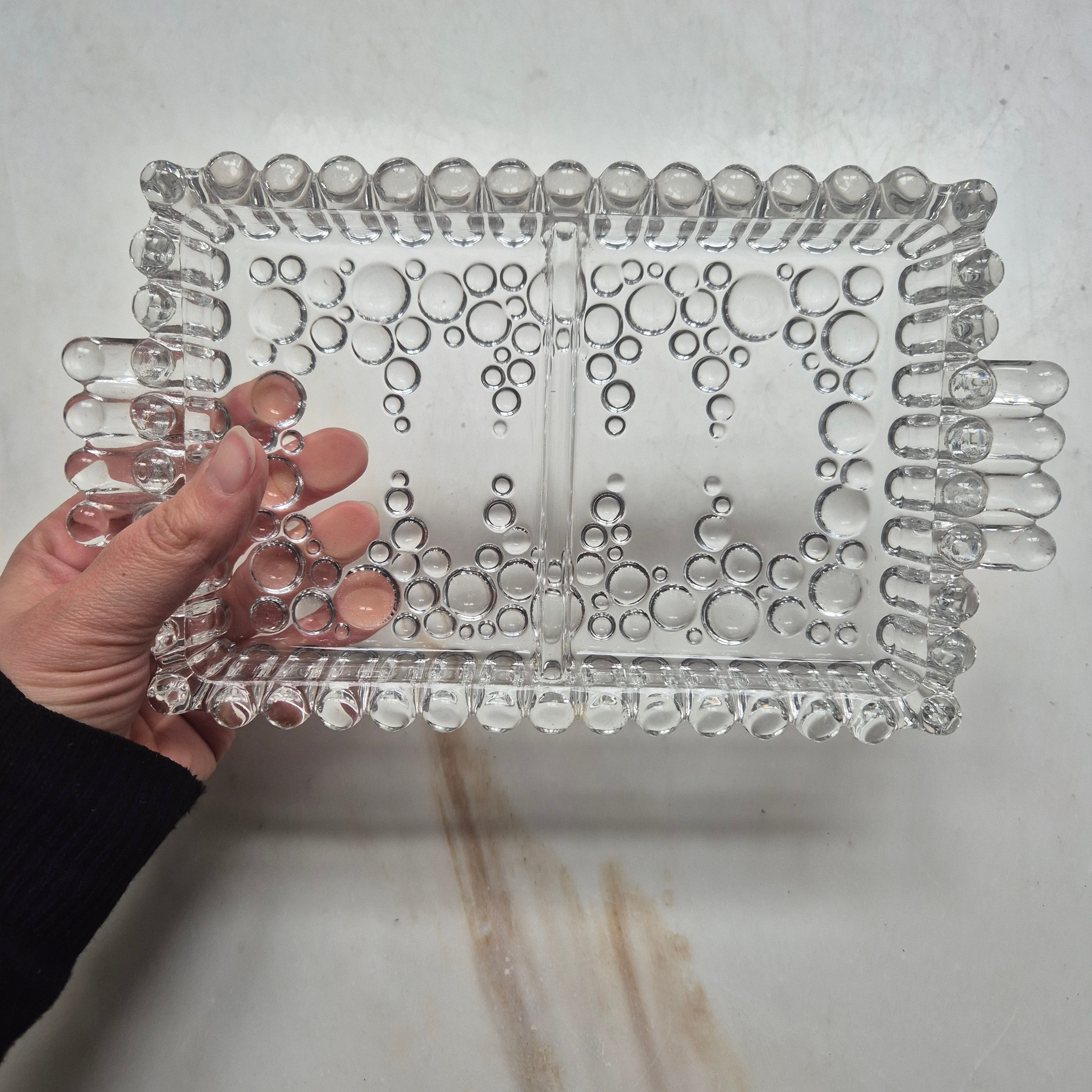 Vintage Bubble - Glasschale - Servierteller - mit Griff