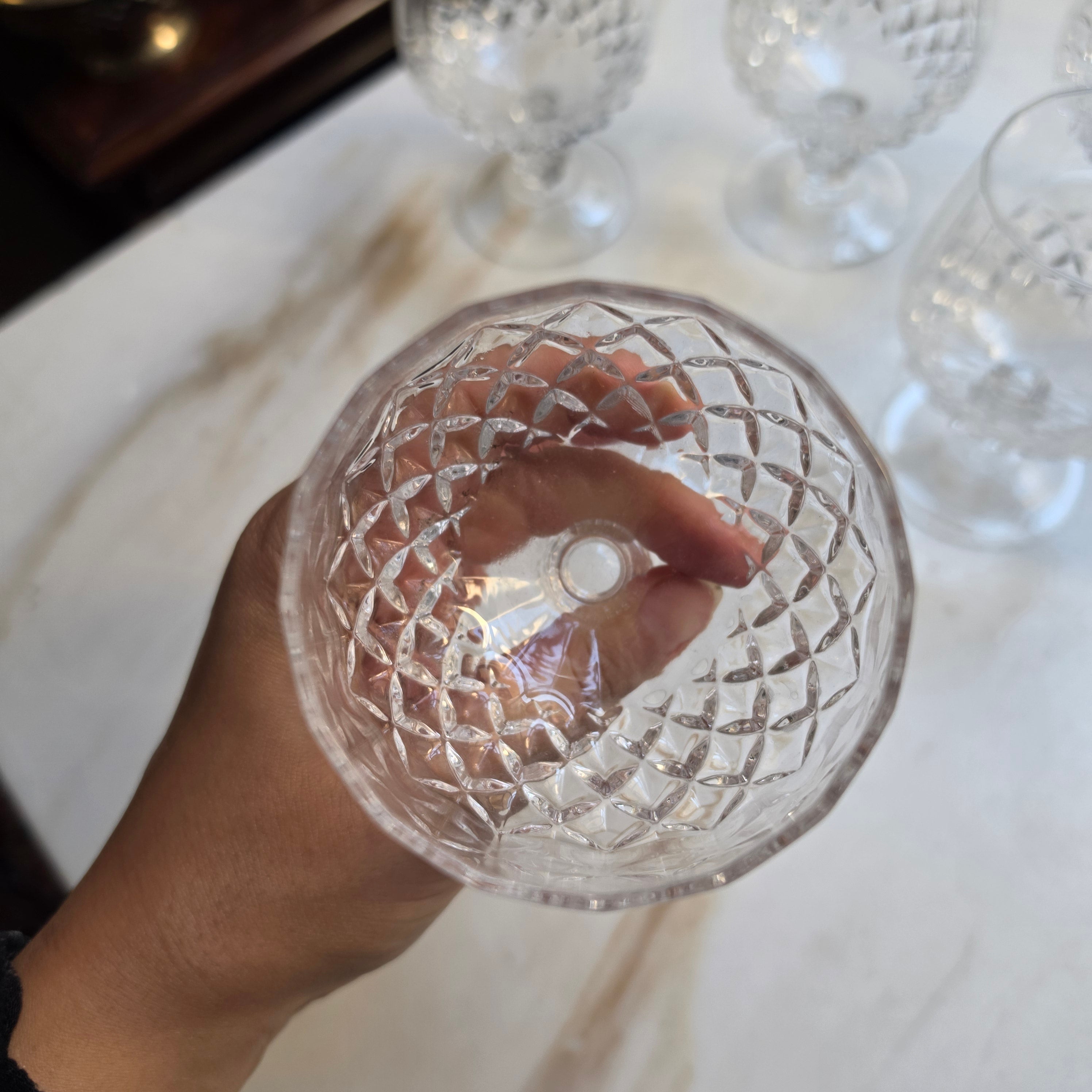 Elegante Vintage-Kristallgläser - Cognacschwenker mit Diamantschliff