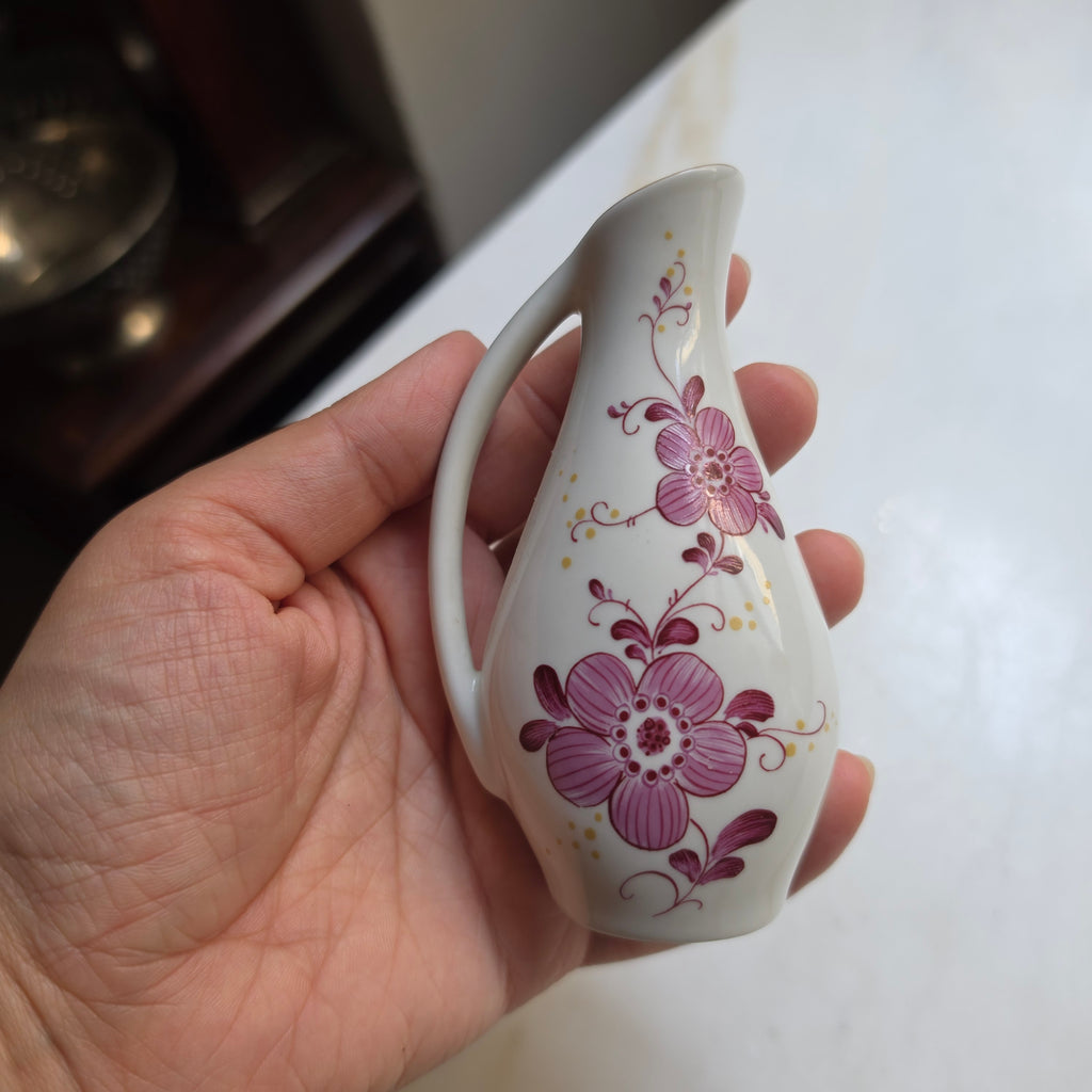 Vintage Mini Porzellan Kännchen – Unterweißbach Thüringen - Blumendekor & Goldrand