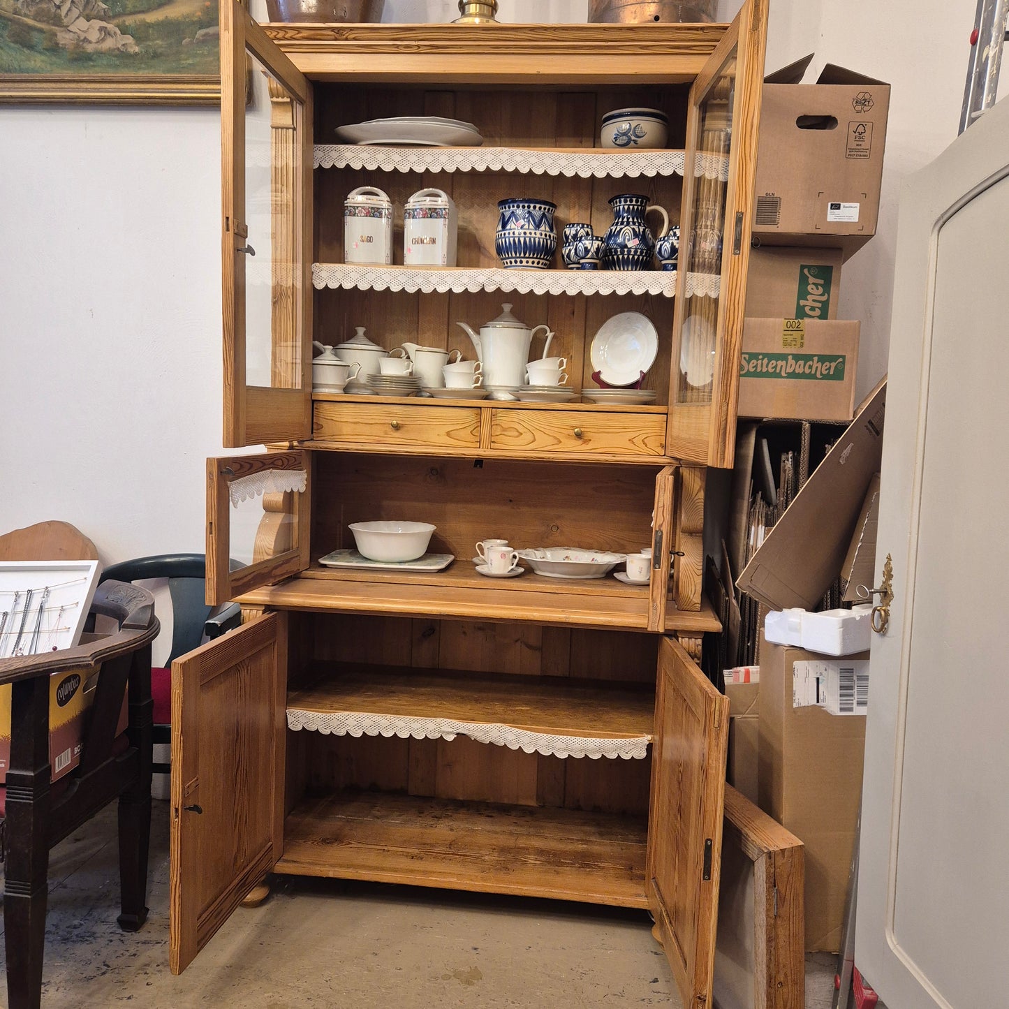 Antikes Jugendstil Landhaus Küchenbuffet Alt Vollholz Kiefernholz