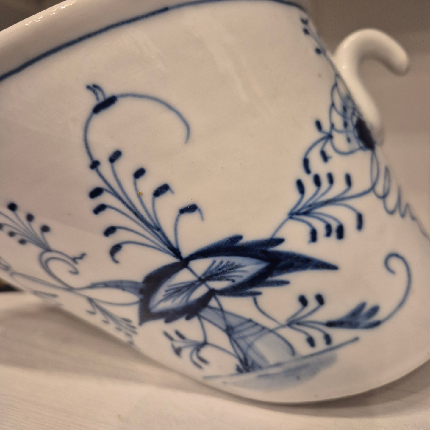 Antikes Sieb Porzellan Wandsieb Zwiebelmuster blau weiß