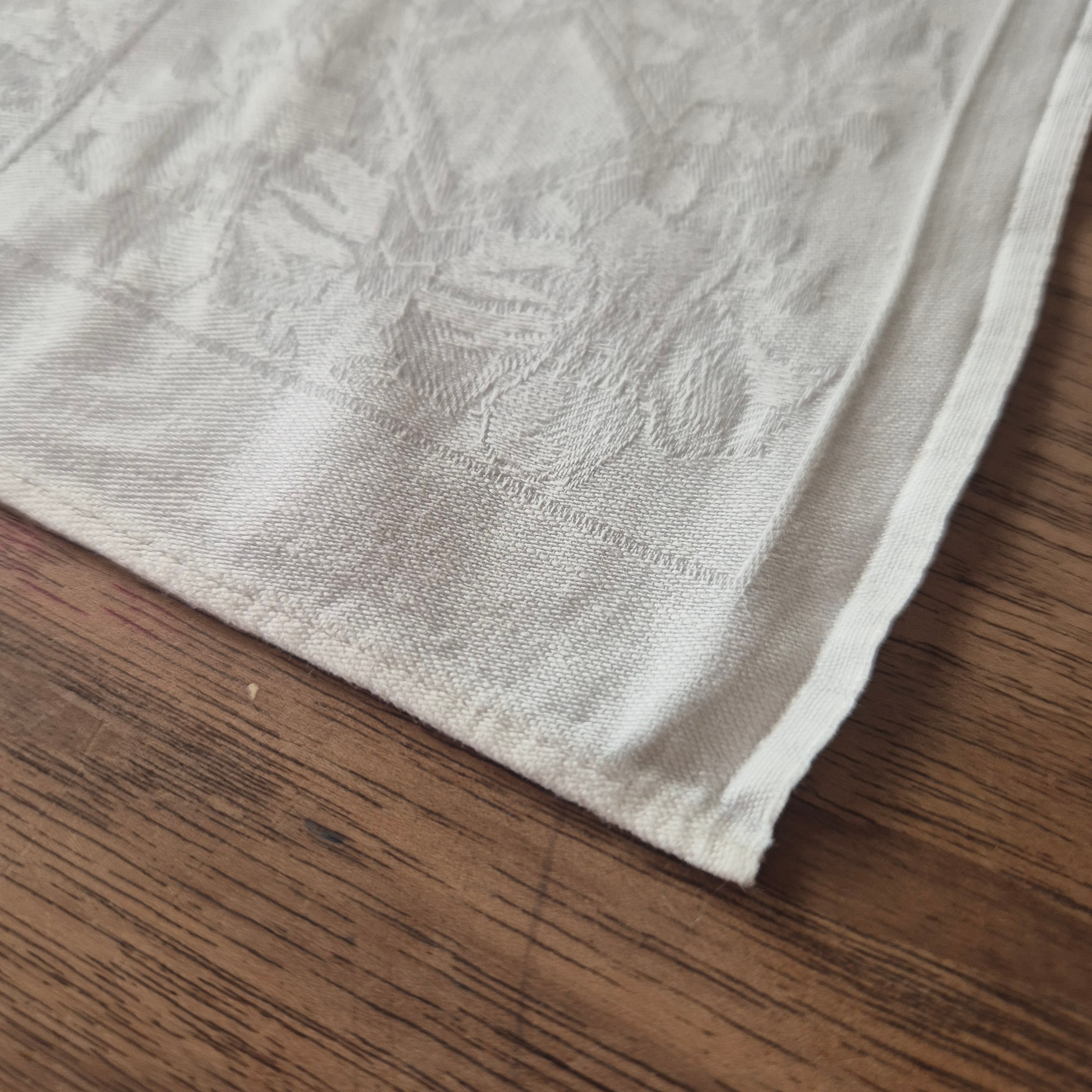 Antike Jugendstil Serviette/Mitteldecke Damast Baumwolle 58x60cm