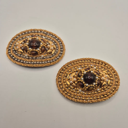 Vintage Gürtelschnalle Trachtenschnalle Taillengürtel aus den 80ern Handmade braun gold