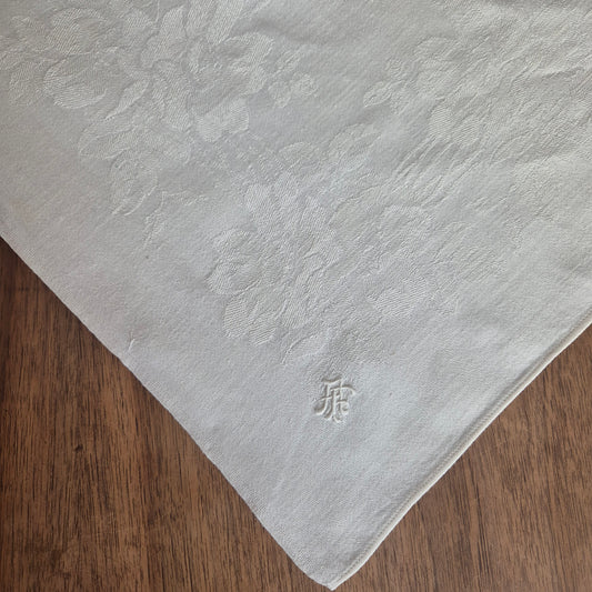 Antike Jugendstil Serviette oder Mitteldecke mit Monogramm A.F