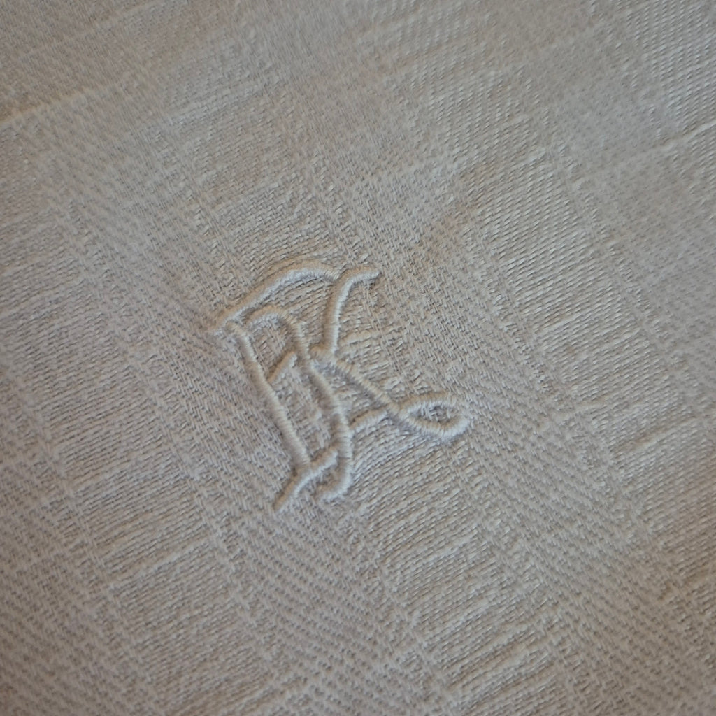 Antikes Leinen Geschirr-& Küchentuch Monogramm E.K. 46x88cm weiß
