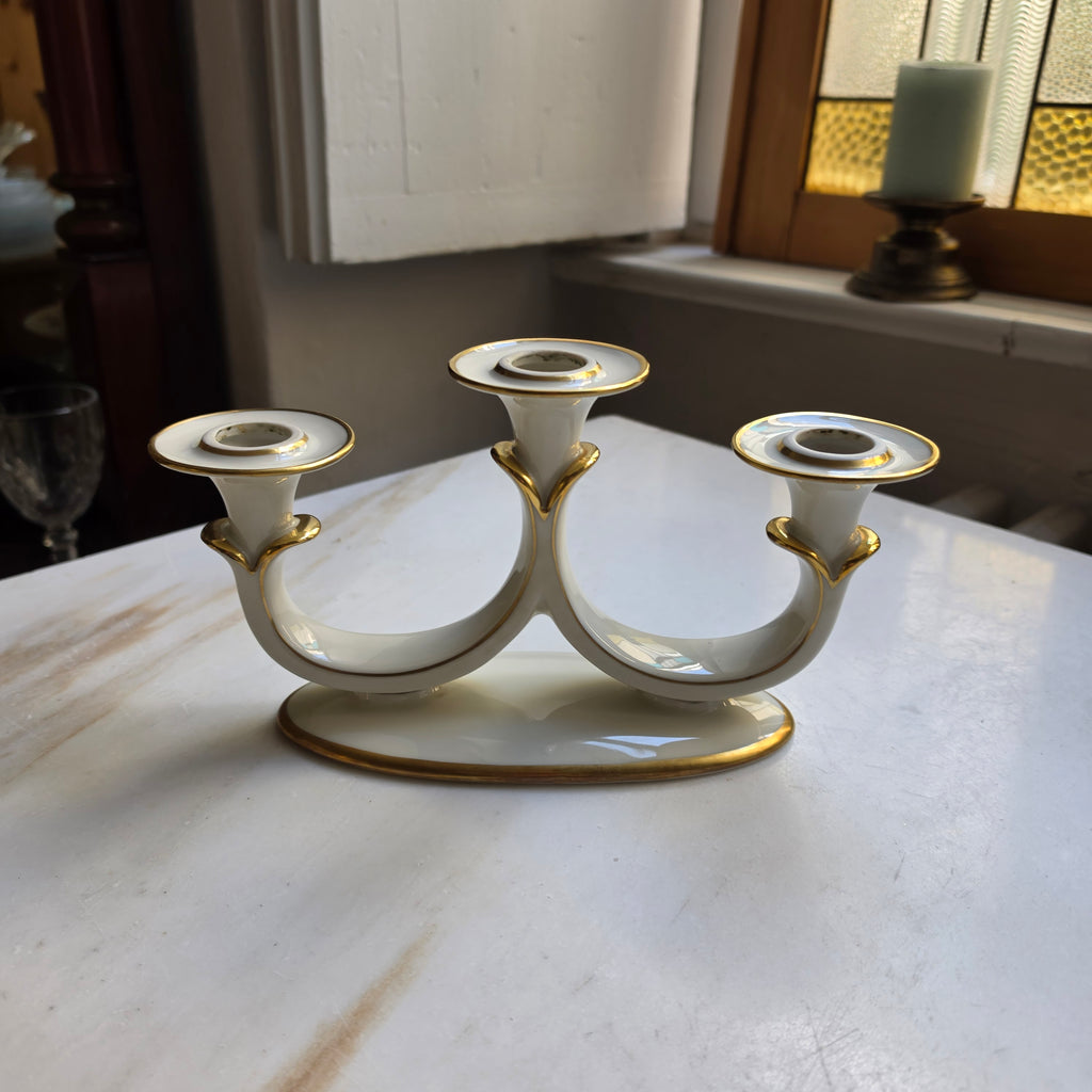 Alka Kunst Bavaria Eschenbach - 3 armiger Kerzenständer - Porzellan mit Goldakzenten