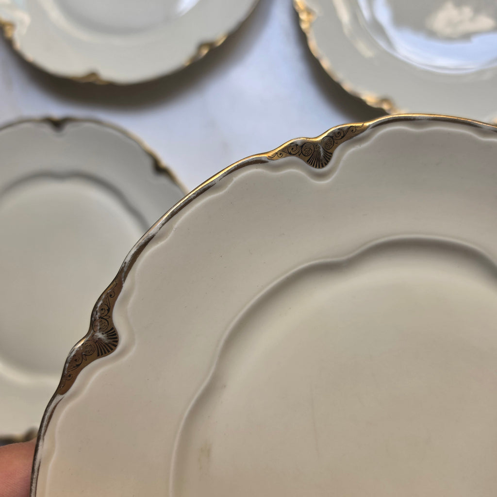 Antike Schönwald Porzellan-Essteller mit Goldrand & Muschelrelief (9er-Set) – Elfenbein/Creme (Kopie)