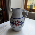 Vintage Keramik-Krug „Blumen-Dekor“ – Handmade - grau blau