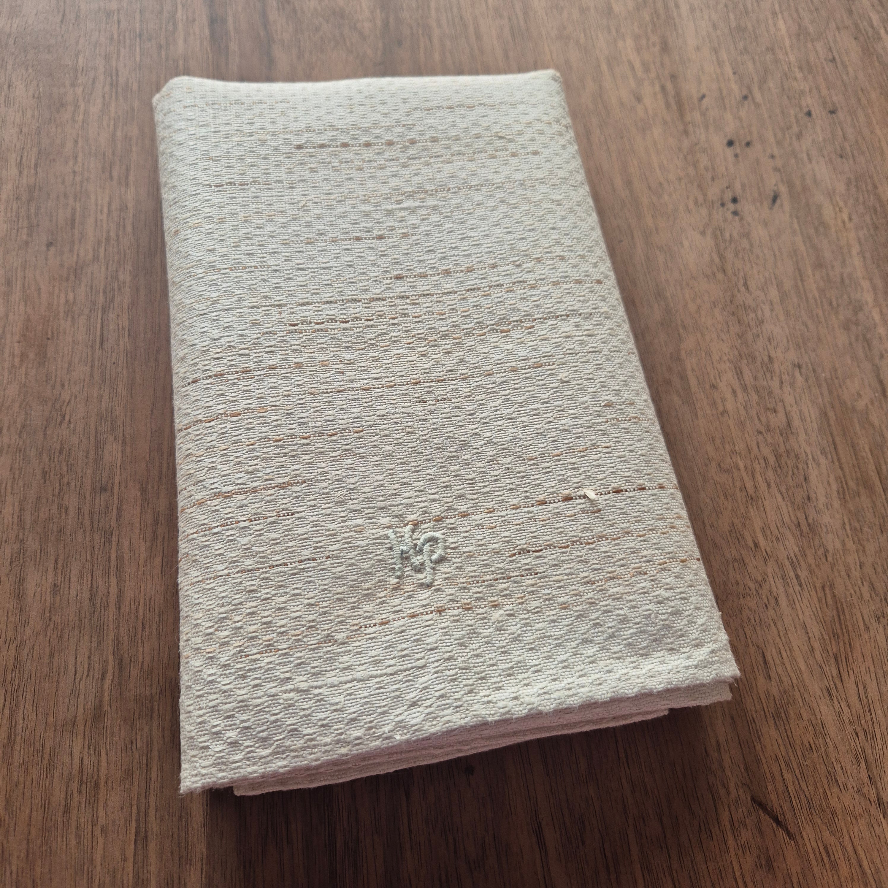 Antikes Jugendstil Leinen Küchen-&Geschirrtuch mit Monogramm H.P. beige/cremeweiß🤍