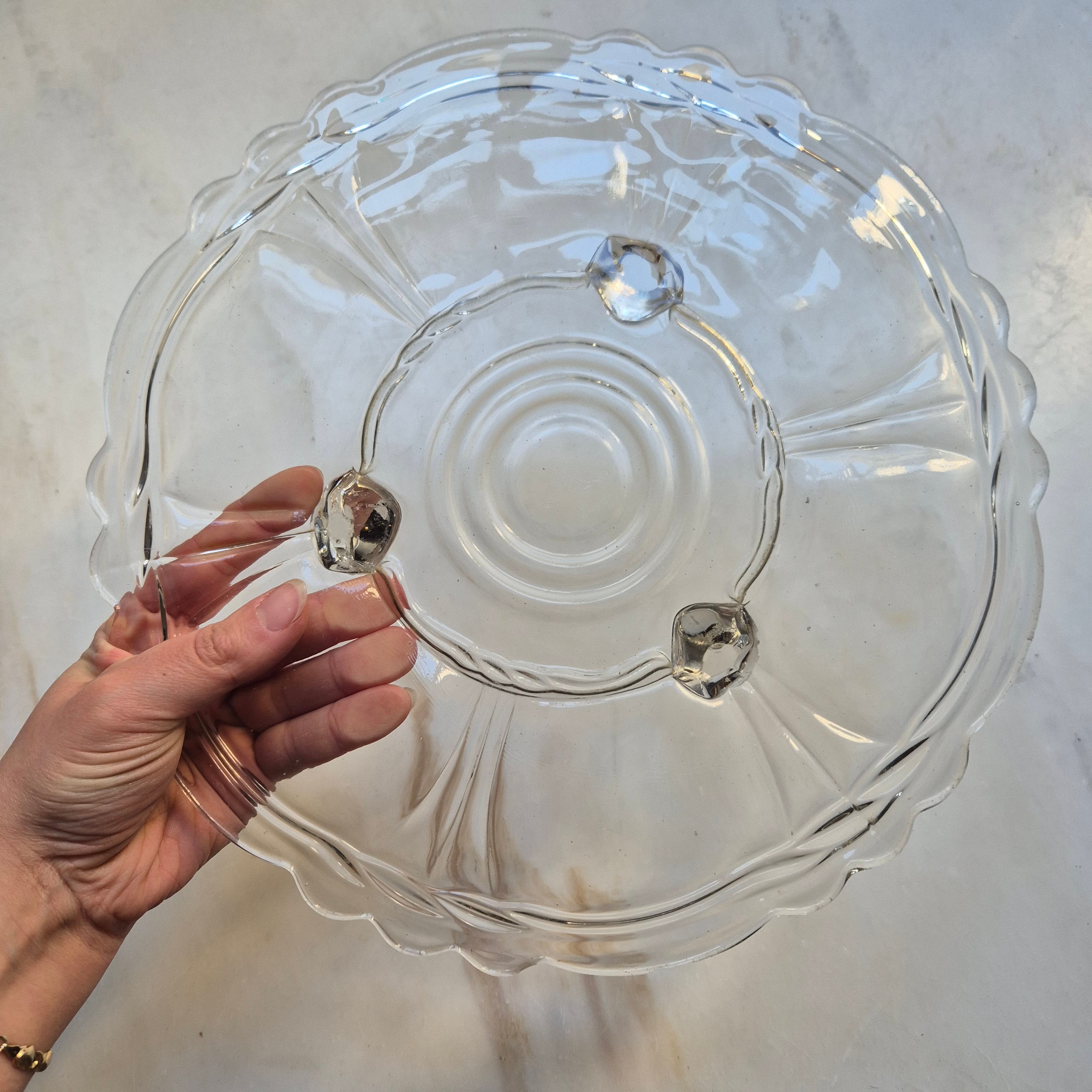 Antike Glas Vintage Kuchenplatte / Tortenplatte 50er/60er Jahre