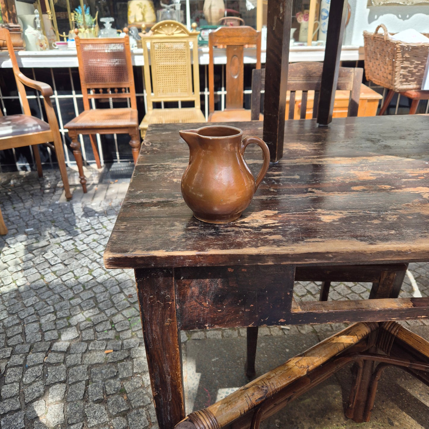 Antiker brauner Krug Kanne Steingut
