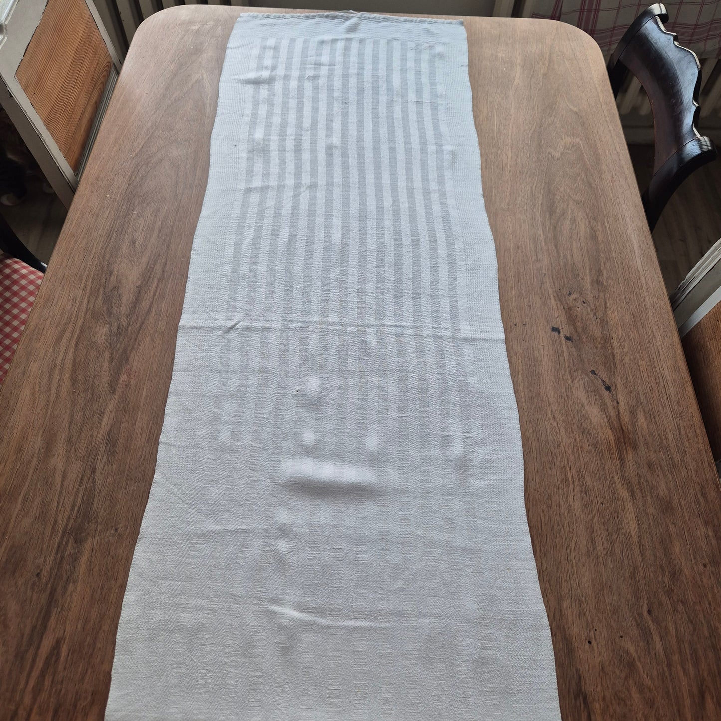 Antikes Leinen Geschirr-& Küchentuch Monogramm H.I. 140x 43cm