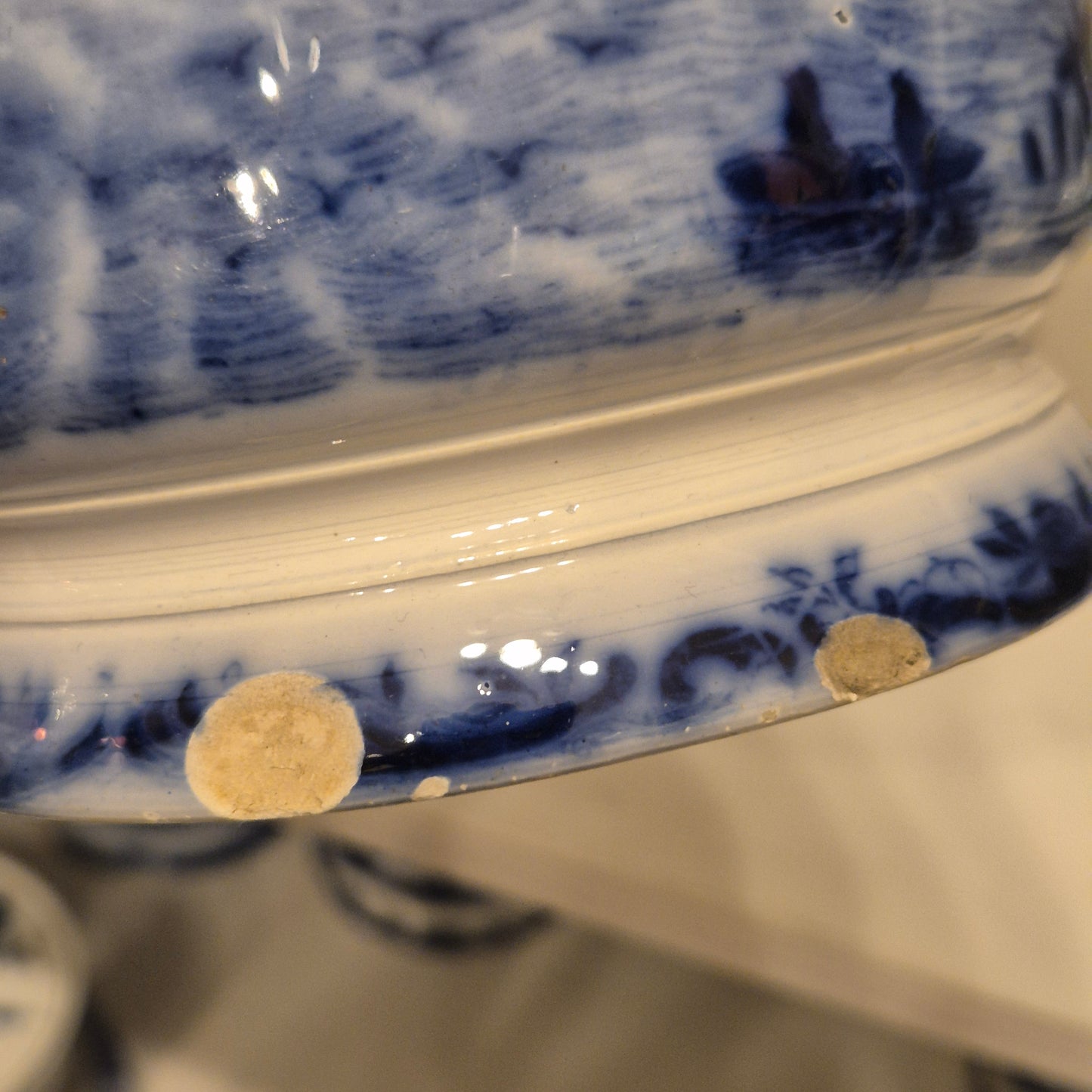 Antike H.H & Cie Delft Vorratsdose ohne Deckel blau weiß 120Jahre alt Kochlöffelhalter Aufschrift "Sago."