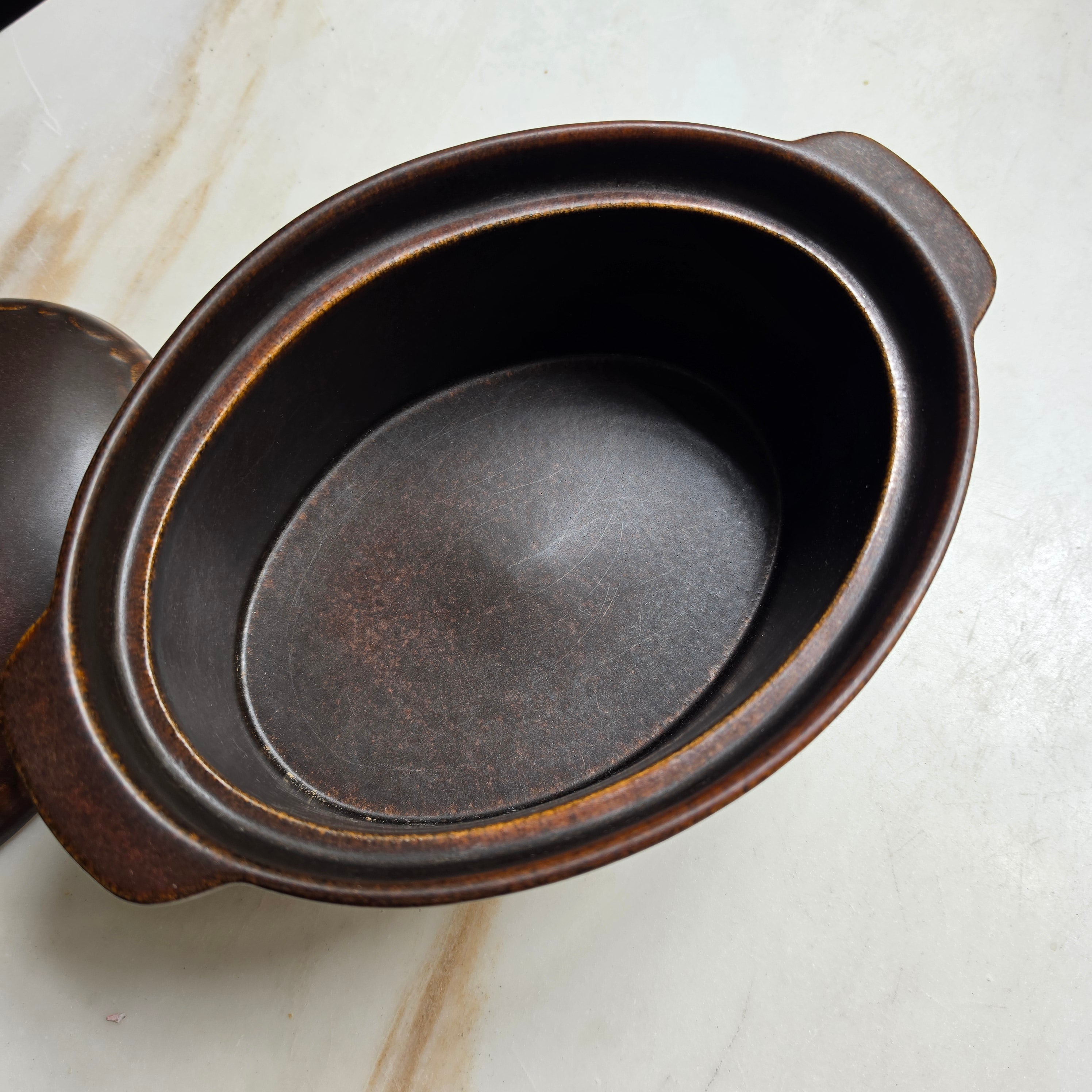Vintage Friesland Melitta Keramik Auflaufform mit Deckel – Braun / Keramik-Kasserolle 70er Jahre