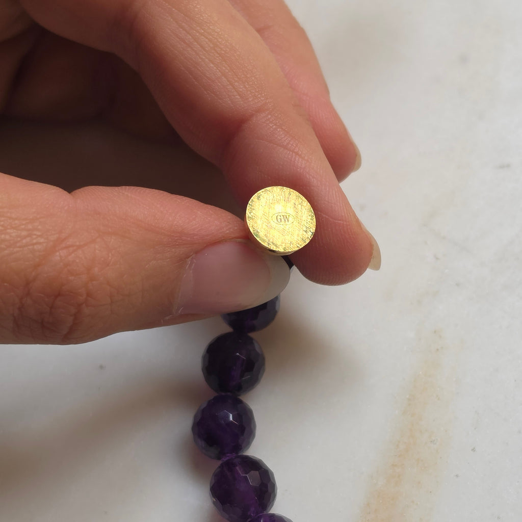 Elegante Perlenkette in Amethyst-Optik – Facettierte violette Perlen mit 925 Silber Magnetverschluss (vergoldet)