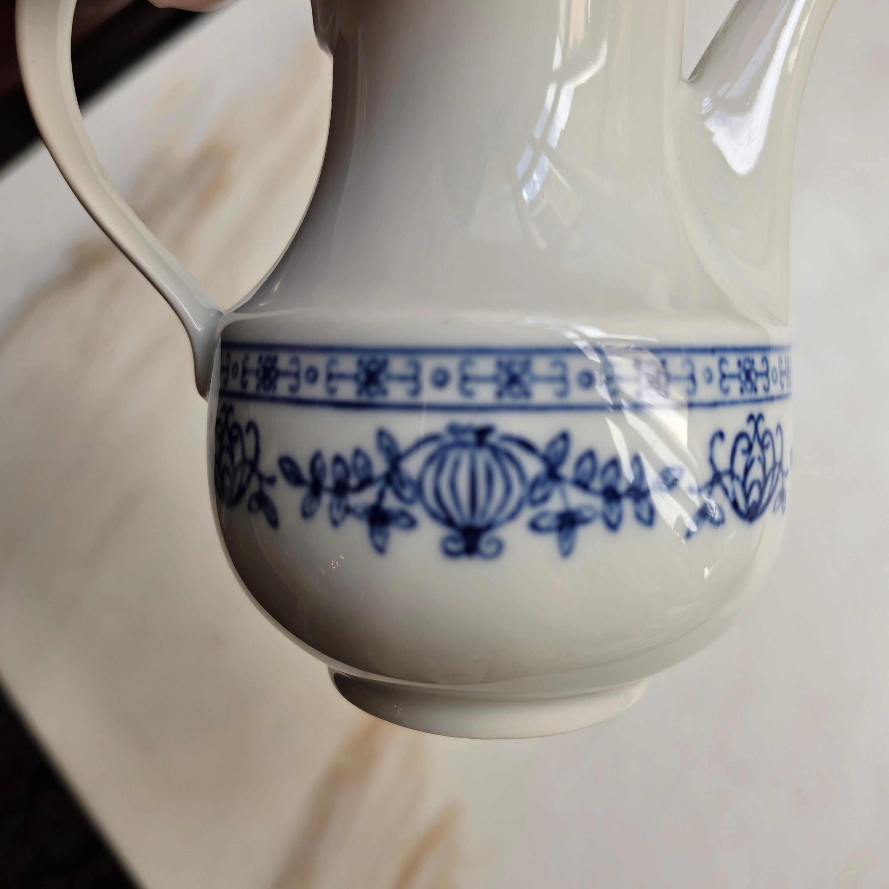 Kahla GDR Zwiebelmuster Tee Kaffeekanne Kanne Mokka Vintage blau weiß kobaltunterglasur