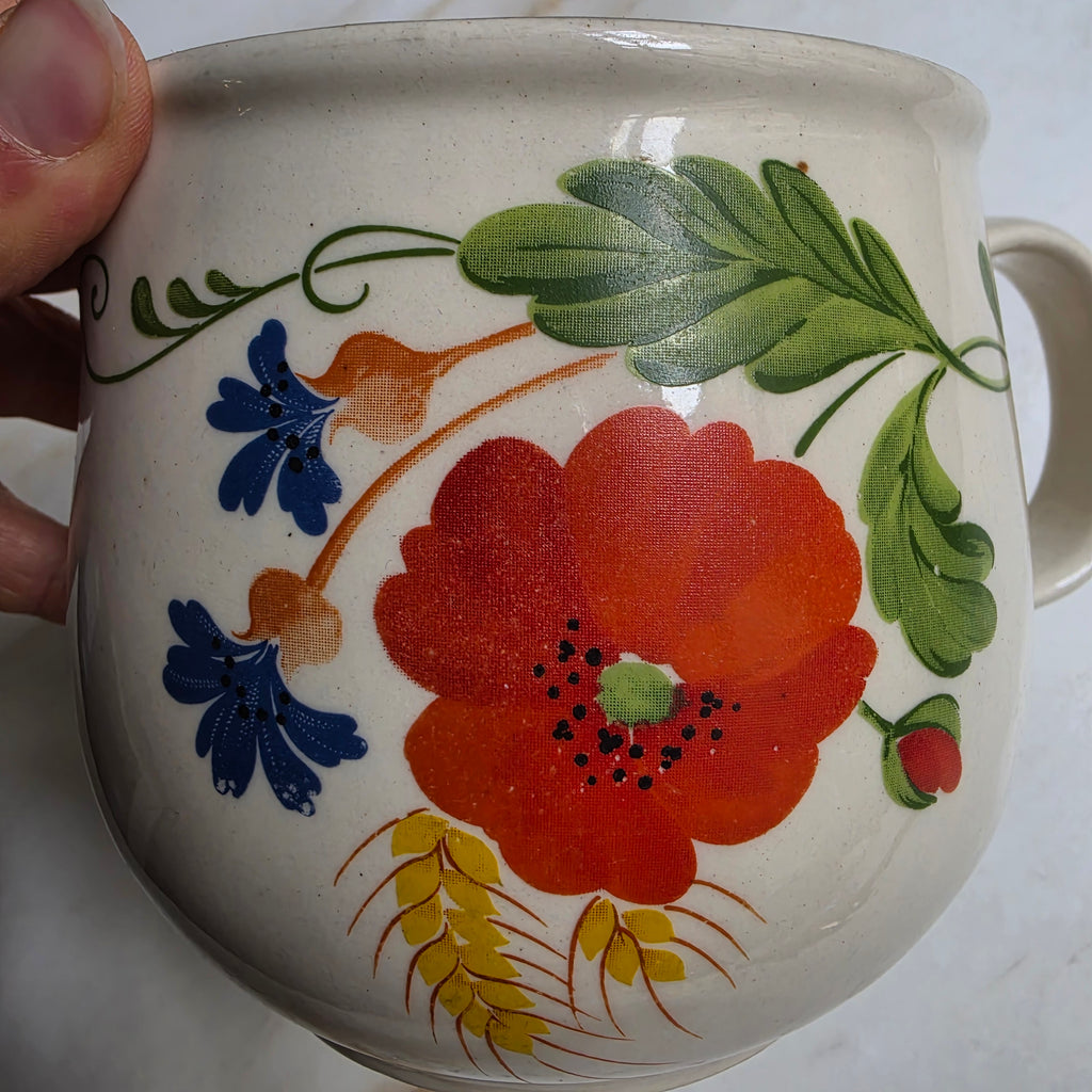 DDR Vintage Krug Landhaus Mohnblume Keramik