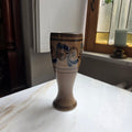 Handgemachte Vintage-Keramikvase mit blauer Ritzdekor-Malerei - Bier