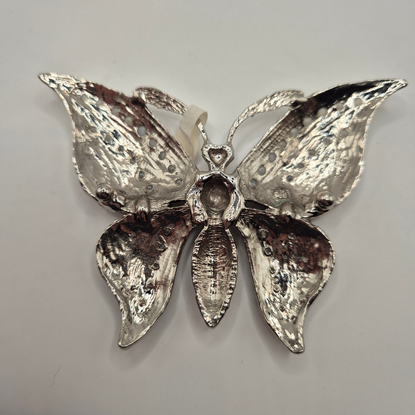 Vintage Gürtelschnalle Schmetterling mit Cabochons ( Punze 41) Silber oder Goldfarben