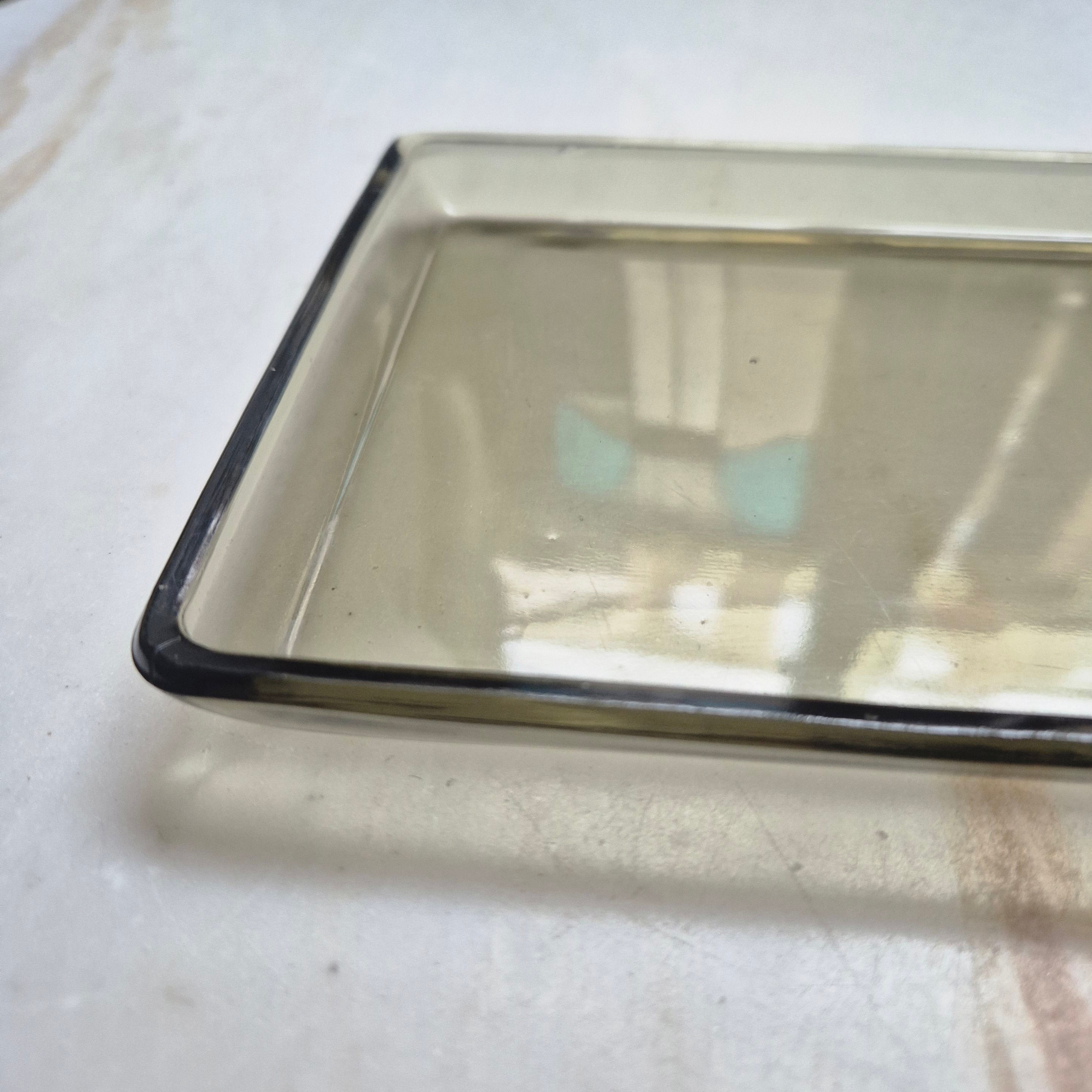Vintage Glasschale - Schmuckschale - Ablage - Rauchglas - Glasplatte