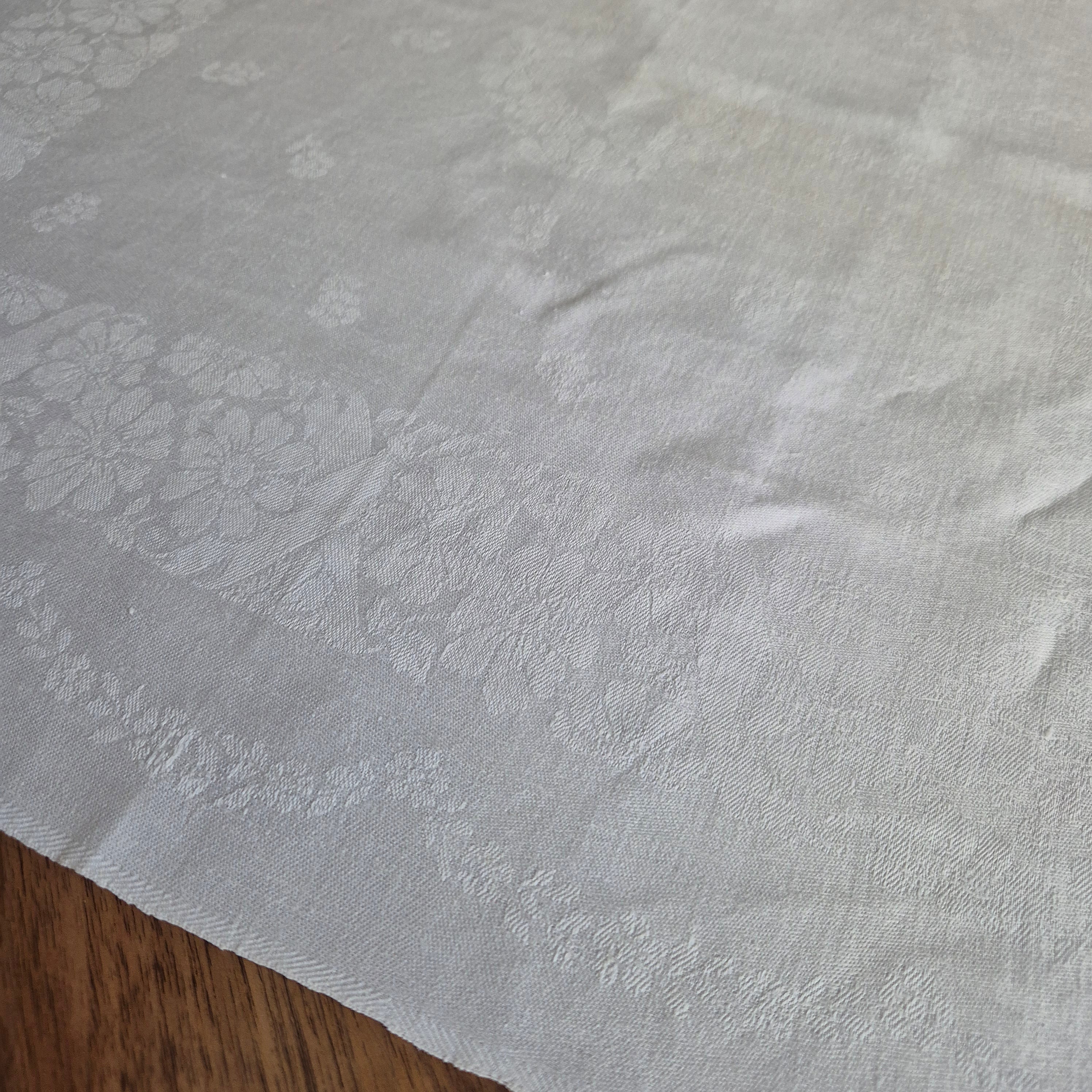 Antike Jugendstil Serviette Damast Baumwolle Monogramm B.B weiß