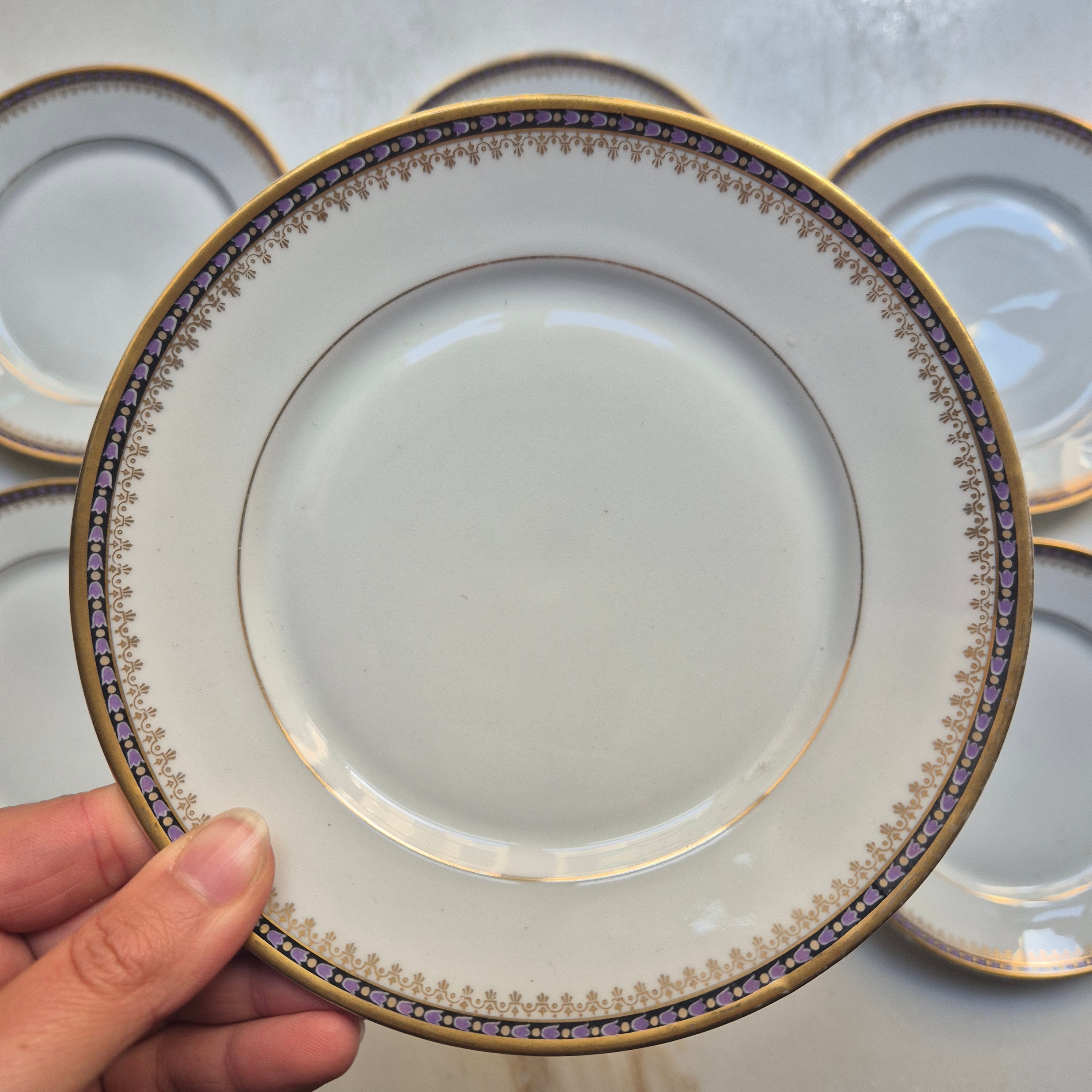 6x C.T. Altwasser Dessertteller Kuchenteller Handbemalt mit Goldrand
