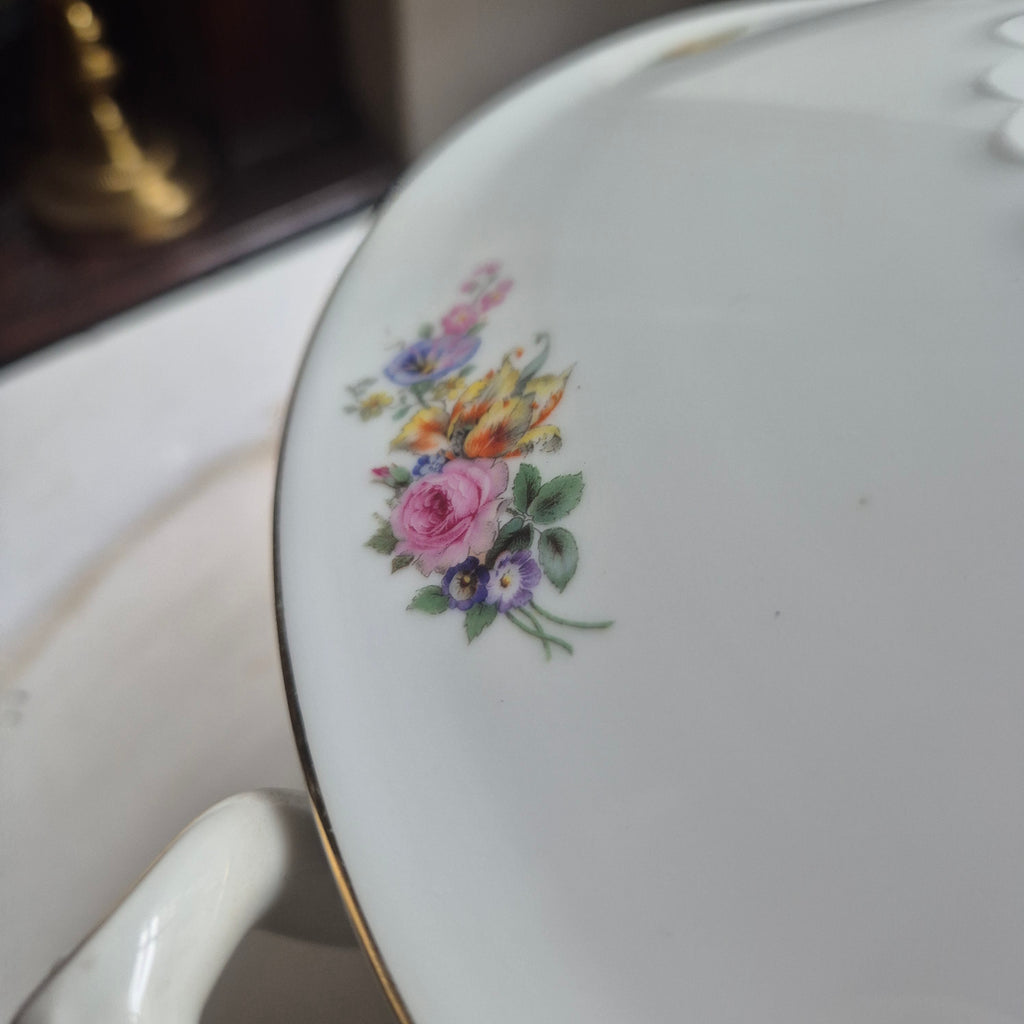 Antike Rosenthal Bavaria Empire Terrine Suppenterrine Schüssel Blumenmalerei Porzellan