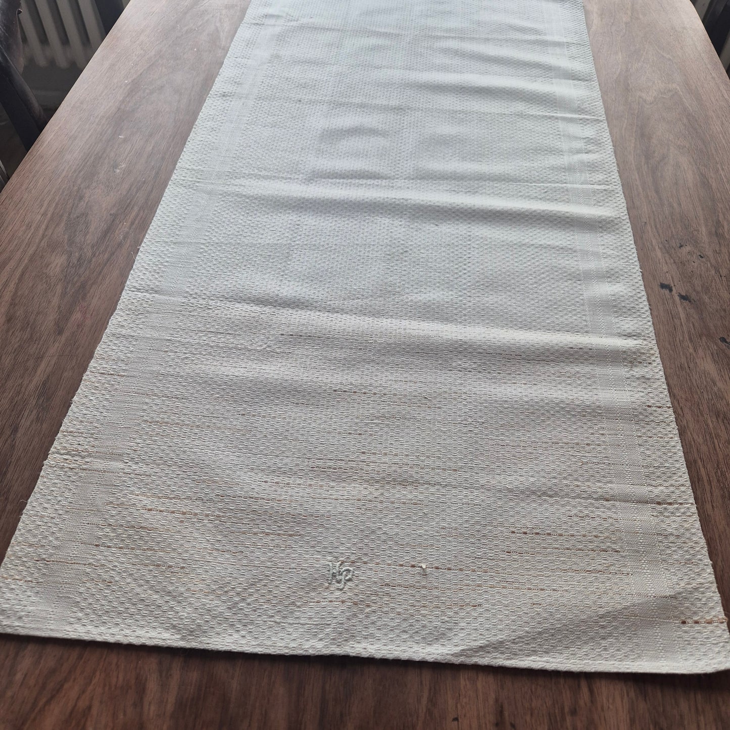Antikes Jugendstil Leinen Küchen-&Geschirrtuch mit Monogramm H.P. beige/cremeweiß🤍