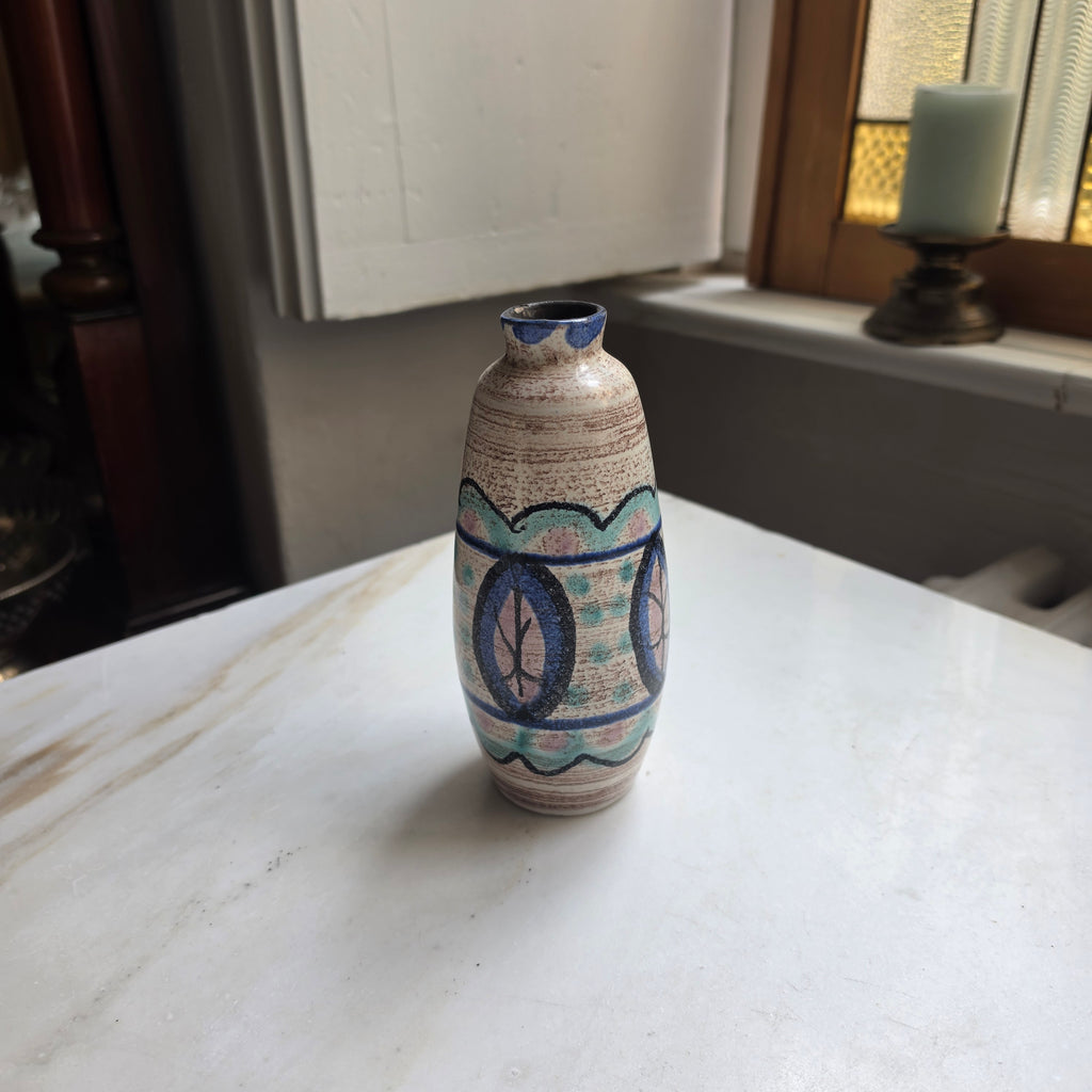 Vintage Strehla Keramik Vase – Handgemaltes Mid-Century DDR Design