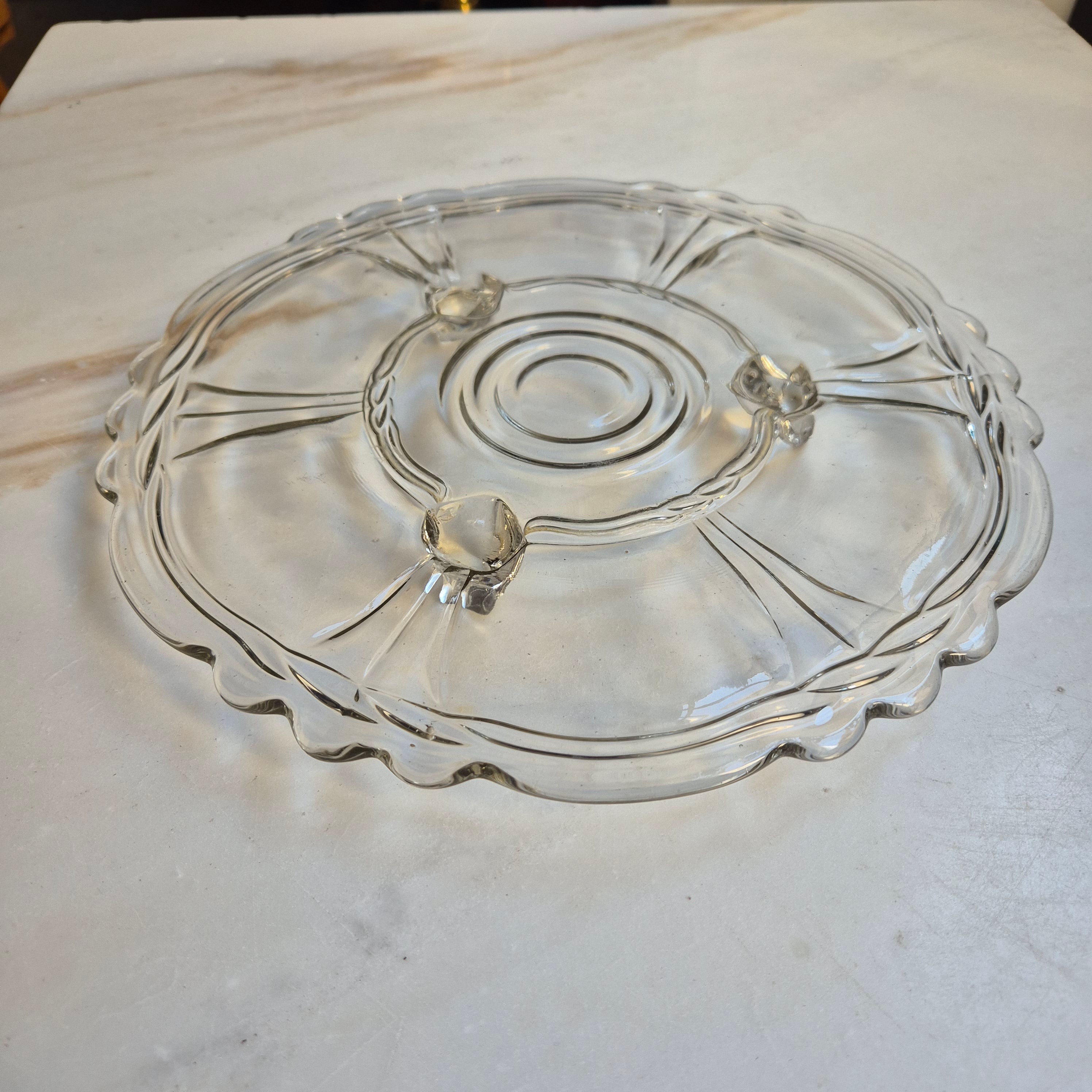 Antike Glas Vintage Kuchenplatte / Tortenplatte 50er/60er Jahre