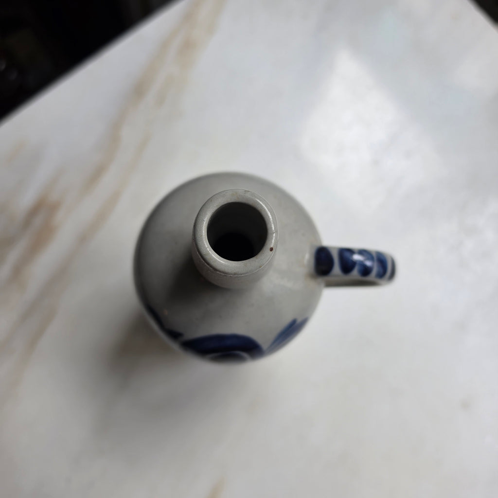 Vintage Steinzeug-Schnittkrug / Flaschenvase – Westerwälder Salzglasur mit Blaumalerei