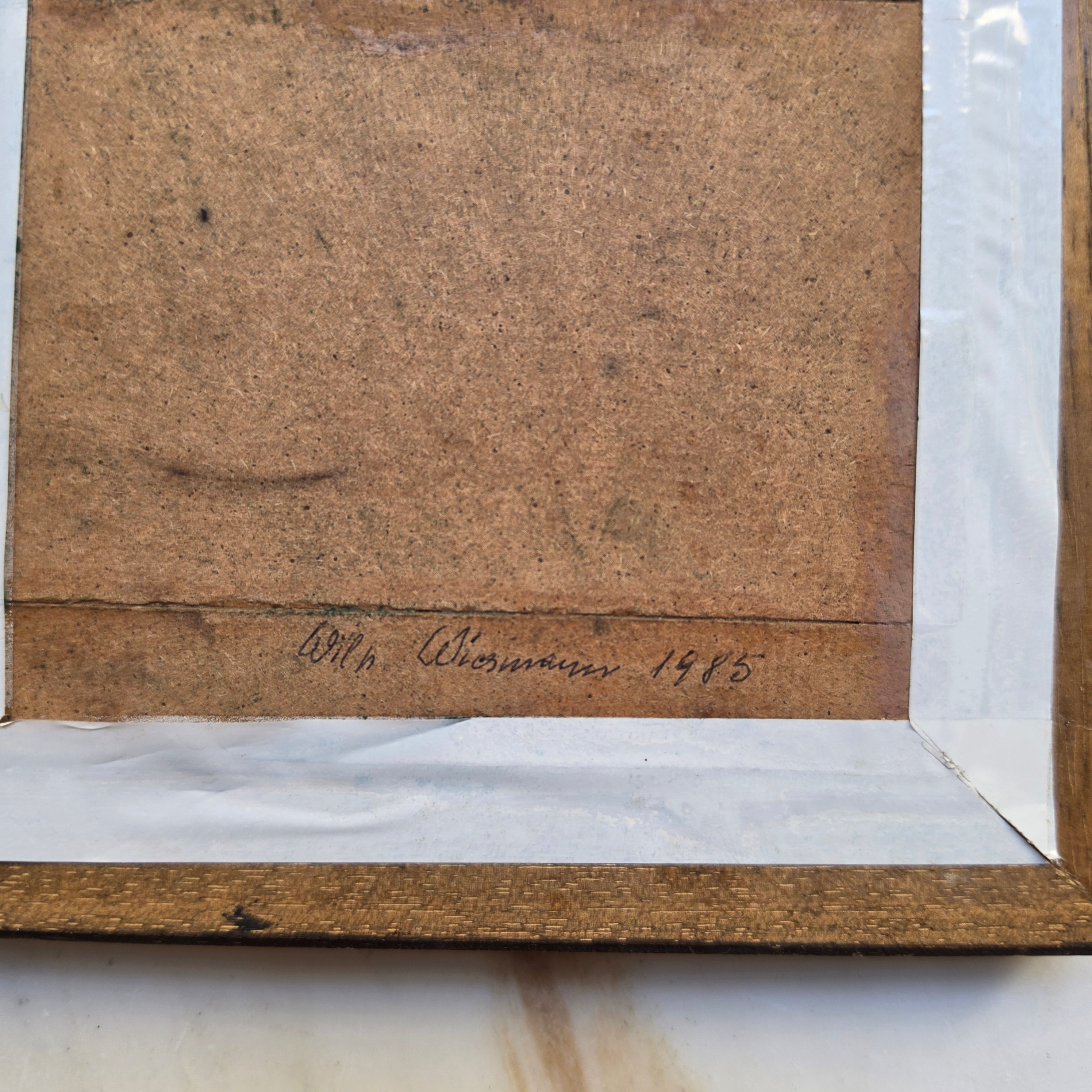 Vintage Ölgemälde Blumenstillleben – Signiert Wilh. Wiemann 1985 – Im edlen Holzrahmen mit Goldleiste