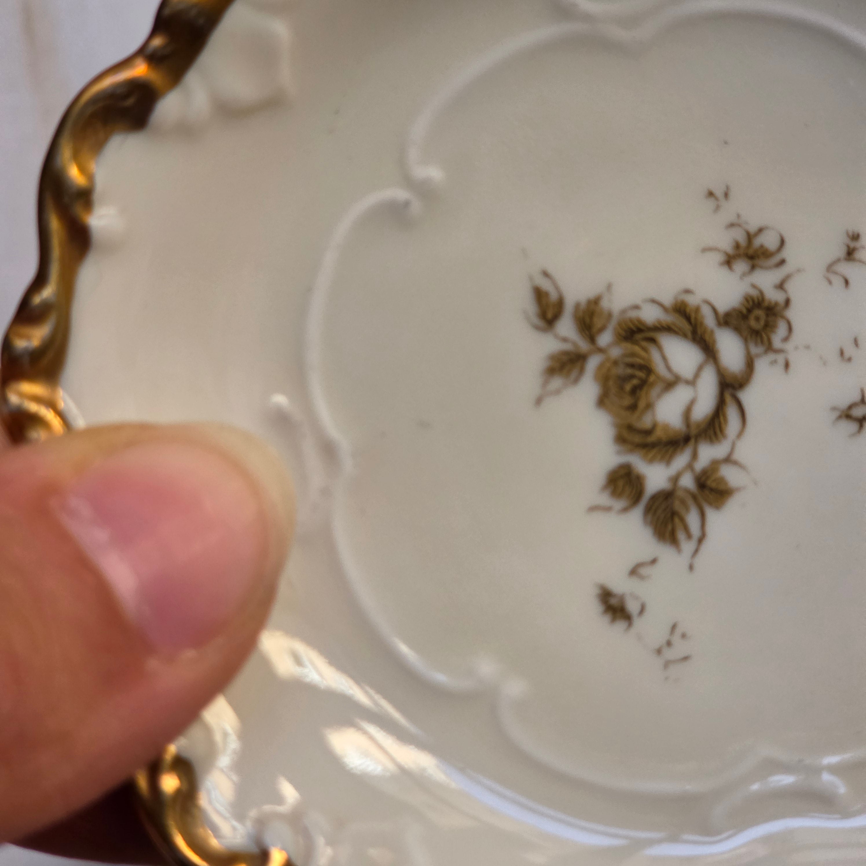 4er-Set Vintage Konfektschälchen / Pralinenteller – Porzellan Schönwald Bavaria mit Goldrand