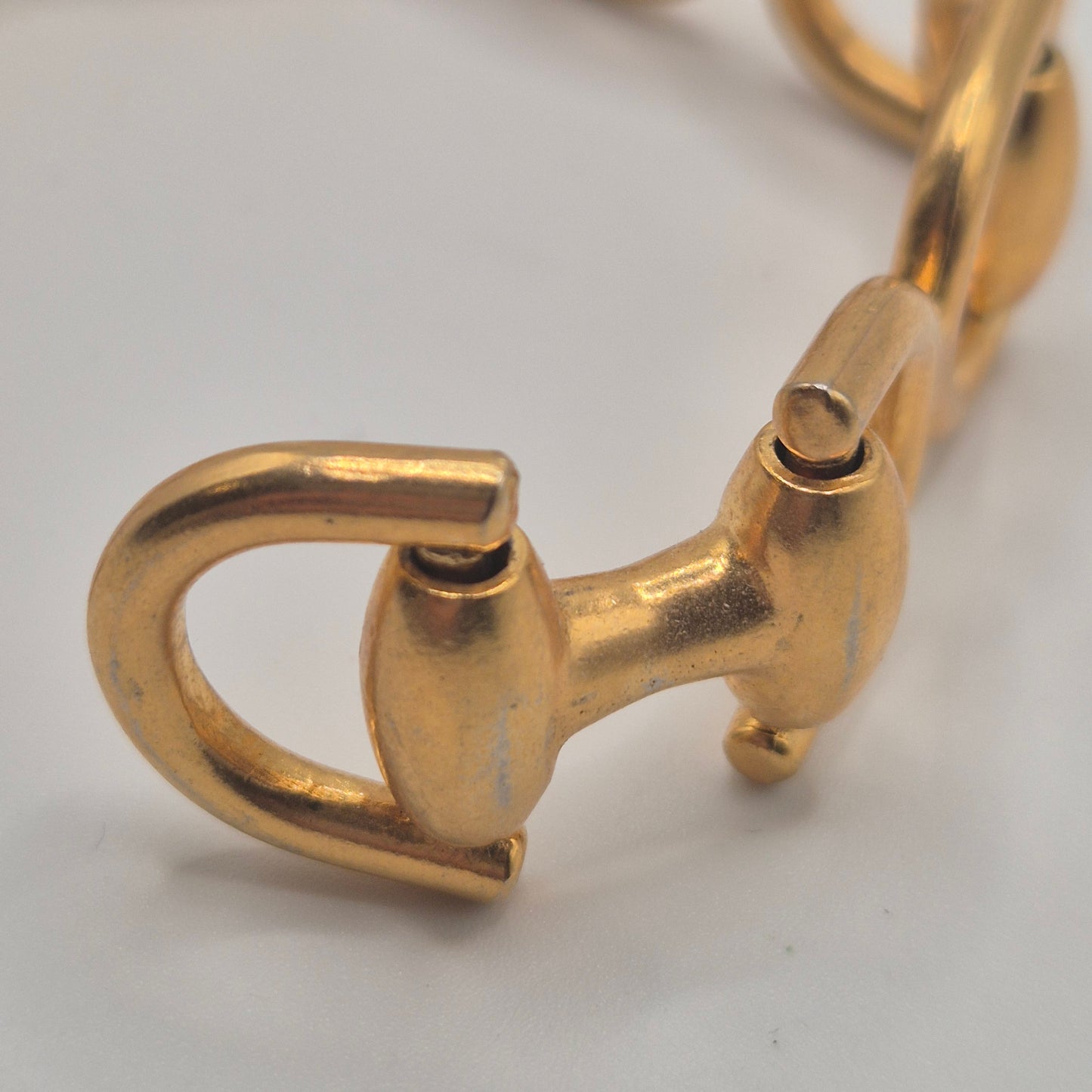 Goldenes Vintage Armband massiv Metall Statement 80er Jahre Anker