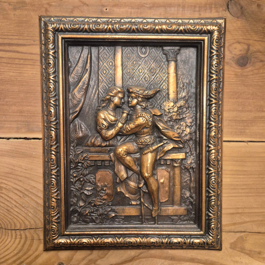 Altes Kupferbild „Romeo und Julia“, italienisch Wanddekortaion Balkonszene