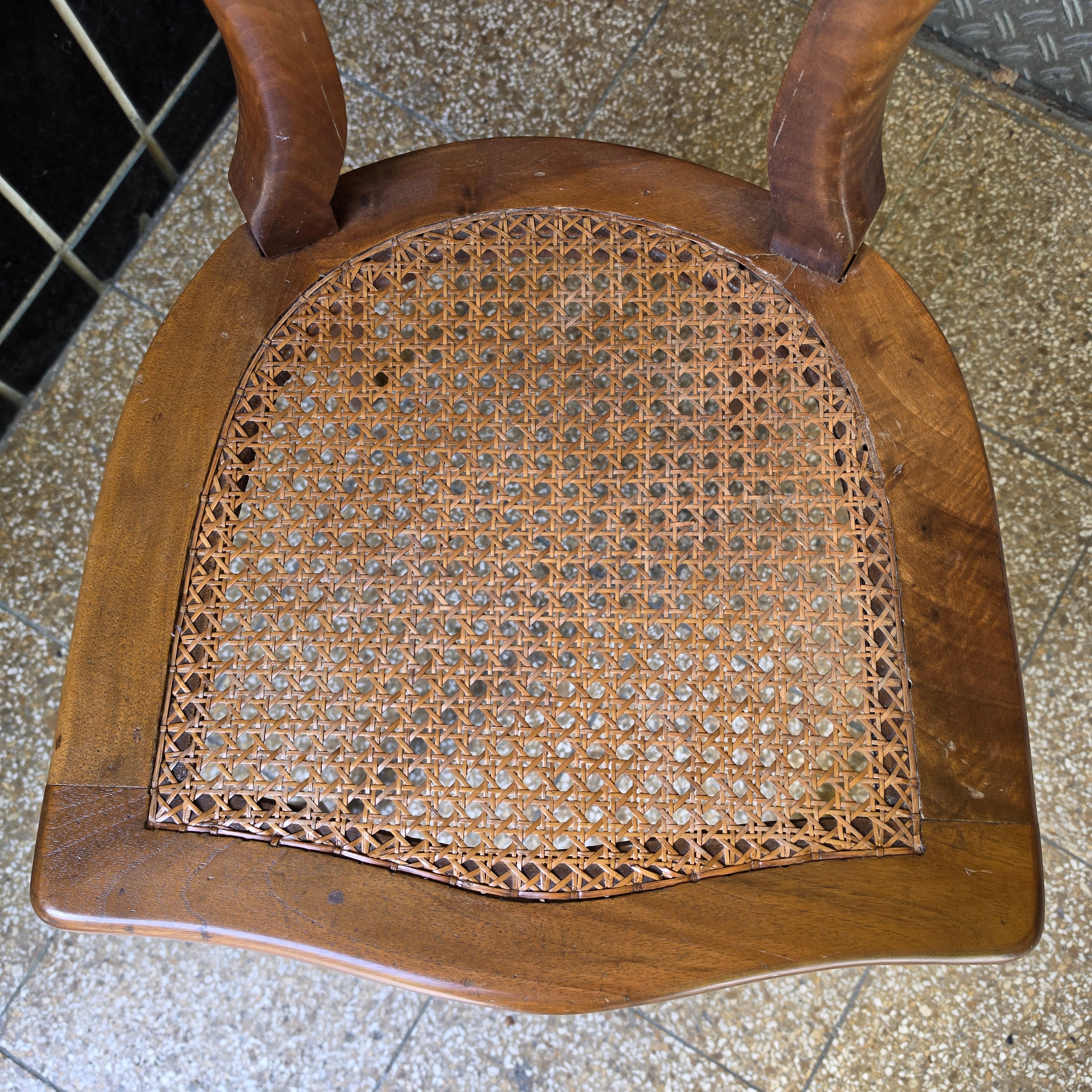 Antiker Stuhl Chippendale Stil - Eichenholz - Wiener geflecht