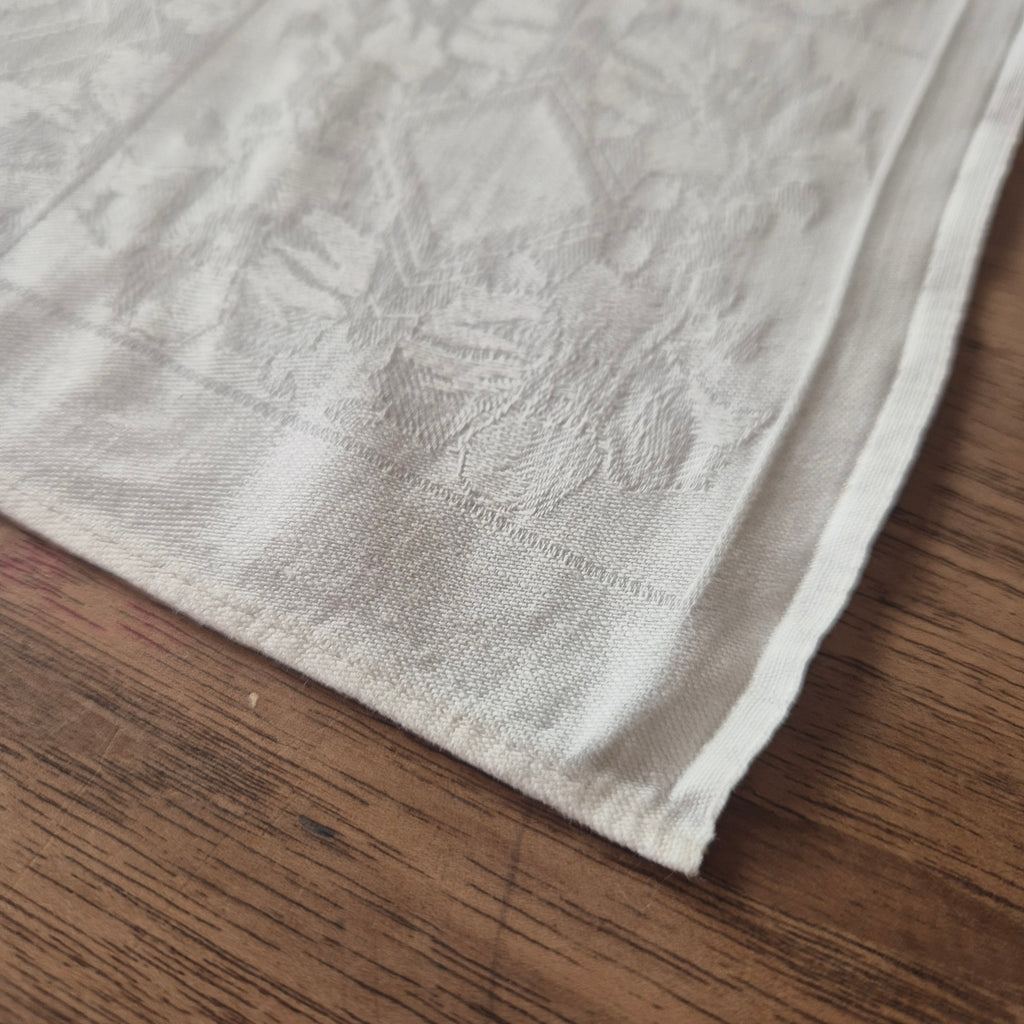 Antike Jugendstil Serviette/Mitteldecke Damast Baumwolle 58x60cm
