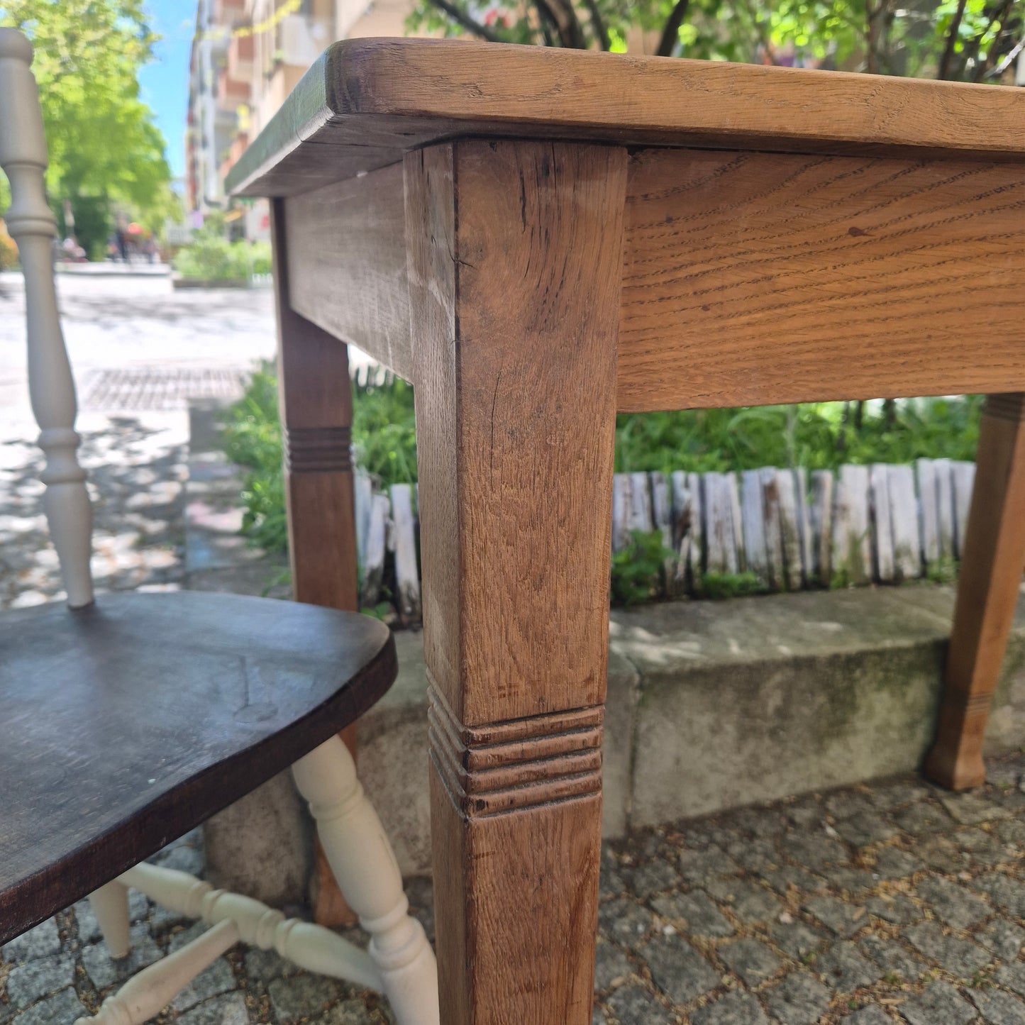 Antiker Jugendstil Tisch - Vollholz Eiche - 100x68cm - restauriert