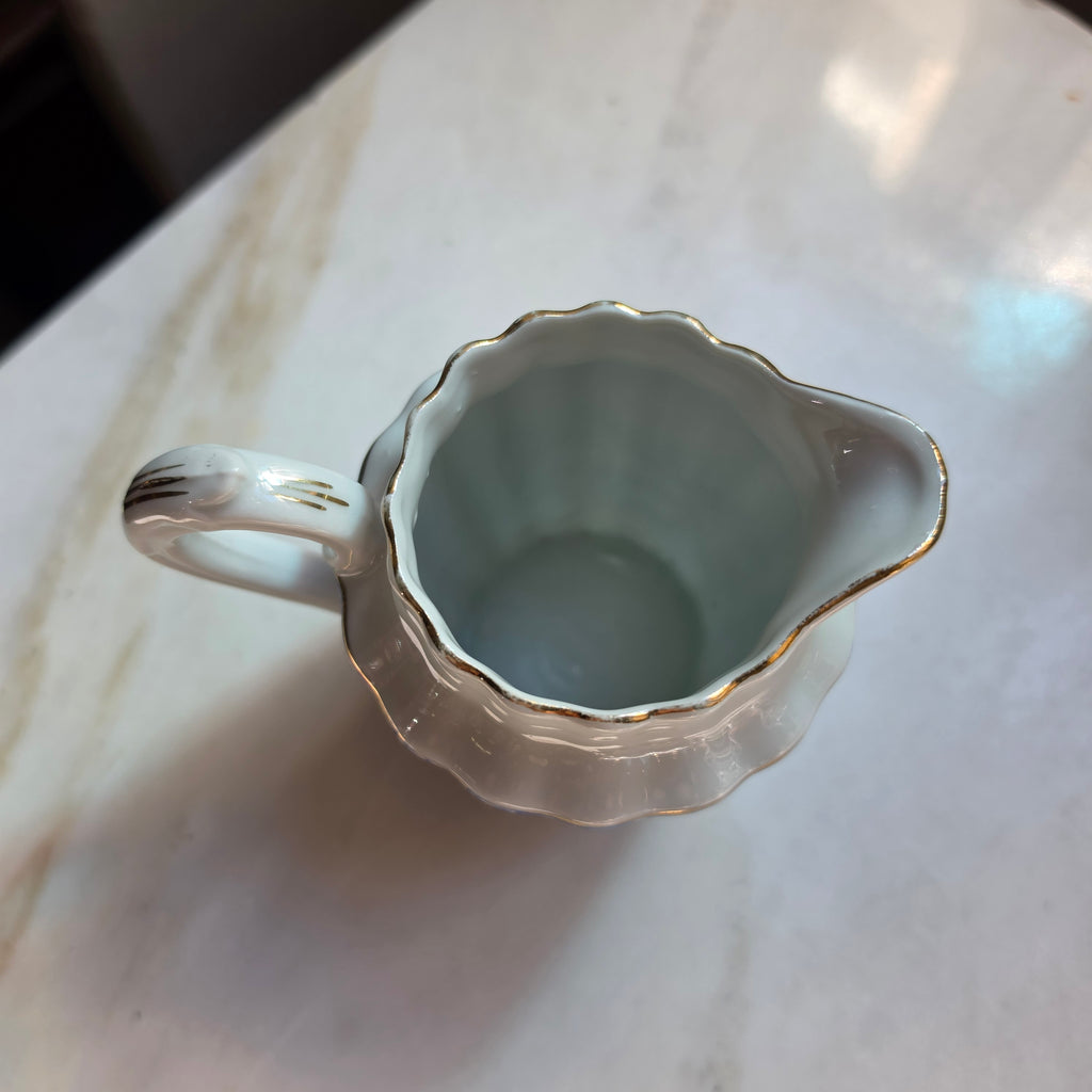 Vintage Porzellan-Milchkännchen „Blau China“ mit Goldrand & Blauem Dekor