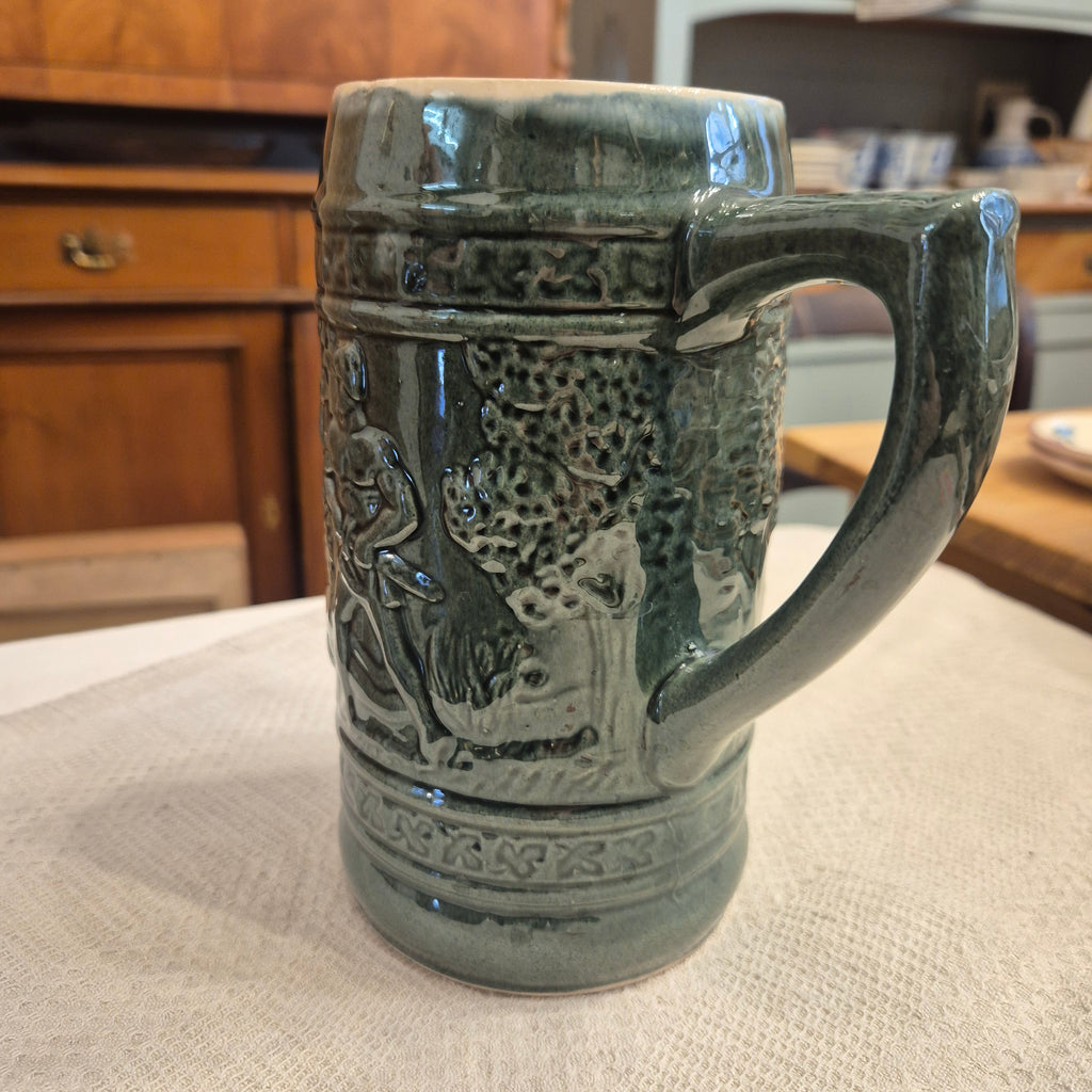Vintage Keramik Bierkrug Grün Geschenk oder auch als Vase