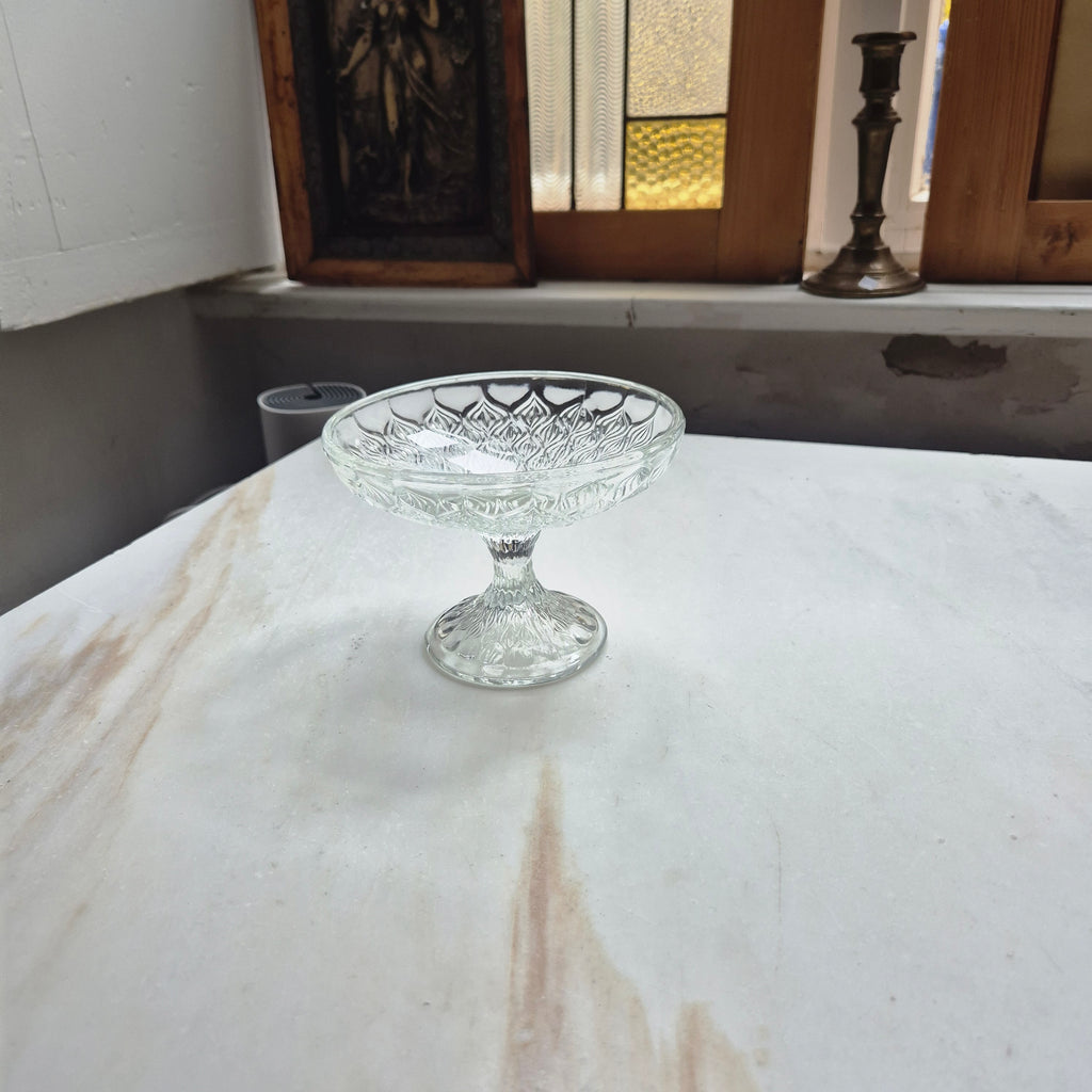 Vintage Glas Schale auf Fuß - Etagere Servierschale