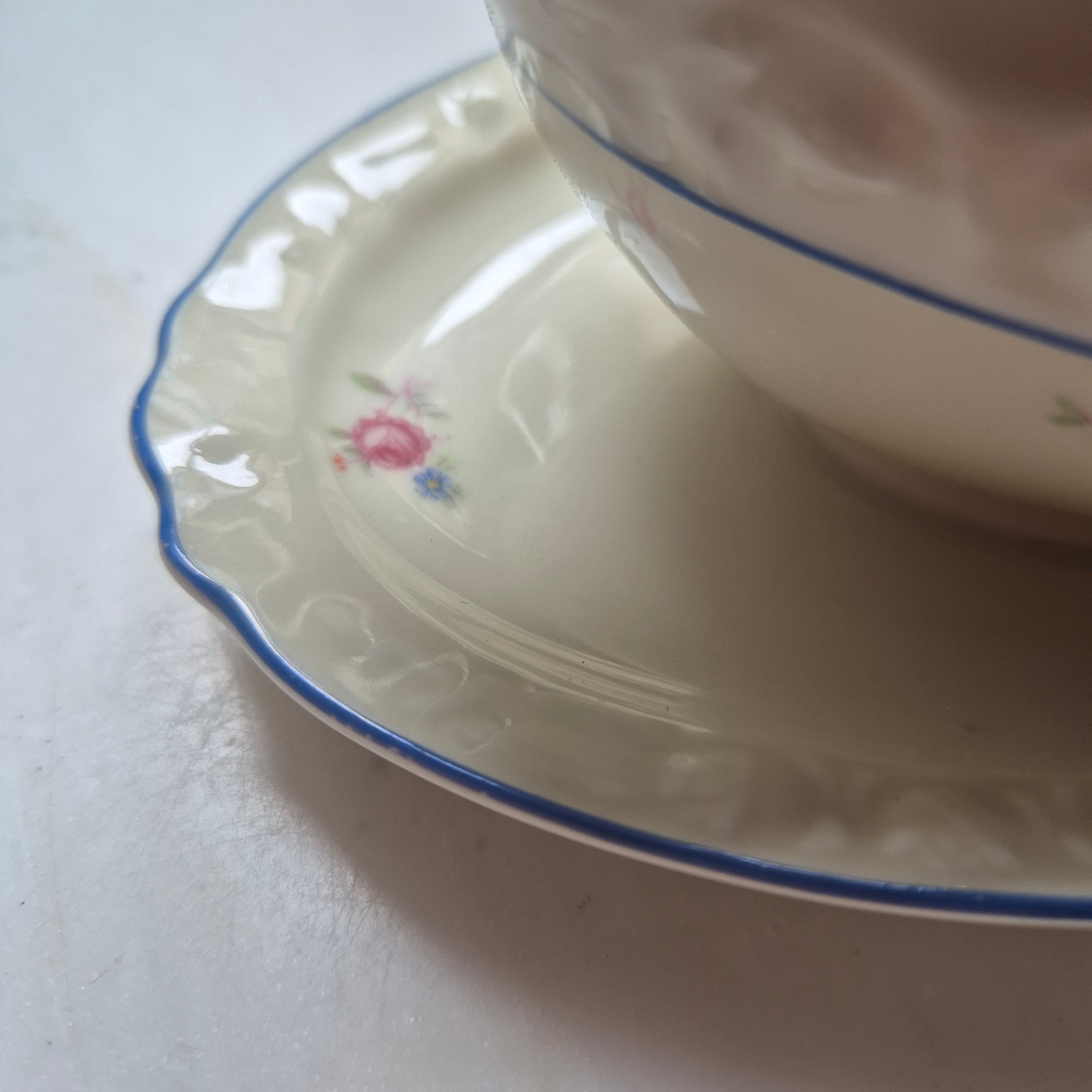Vintage Sauciere Schüssel Blumenmalerei Porzellan Bavaria elfenbeinfarbend